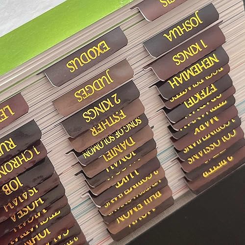 Miniatura 5 de Thinkor Pestañas de la Biblia de reposicionamiento, calcomanías lanimadas de impresión grande de lámina dorada, pestañas bíblicas fáciles de leer y