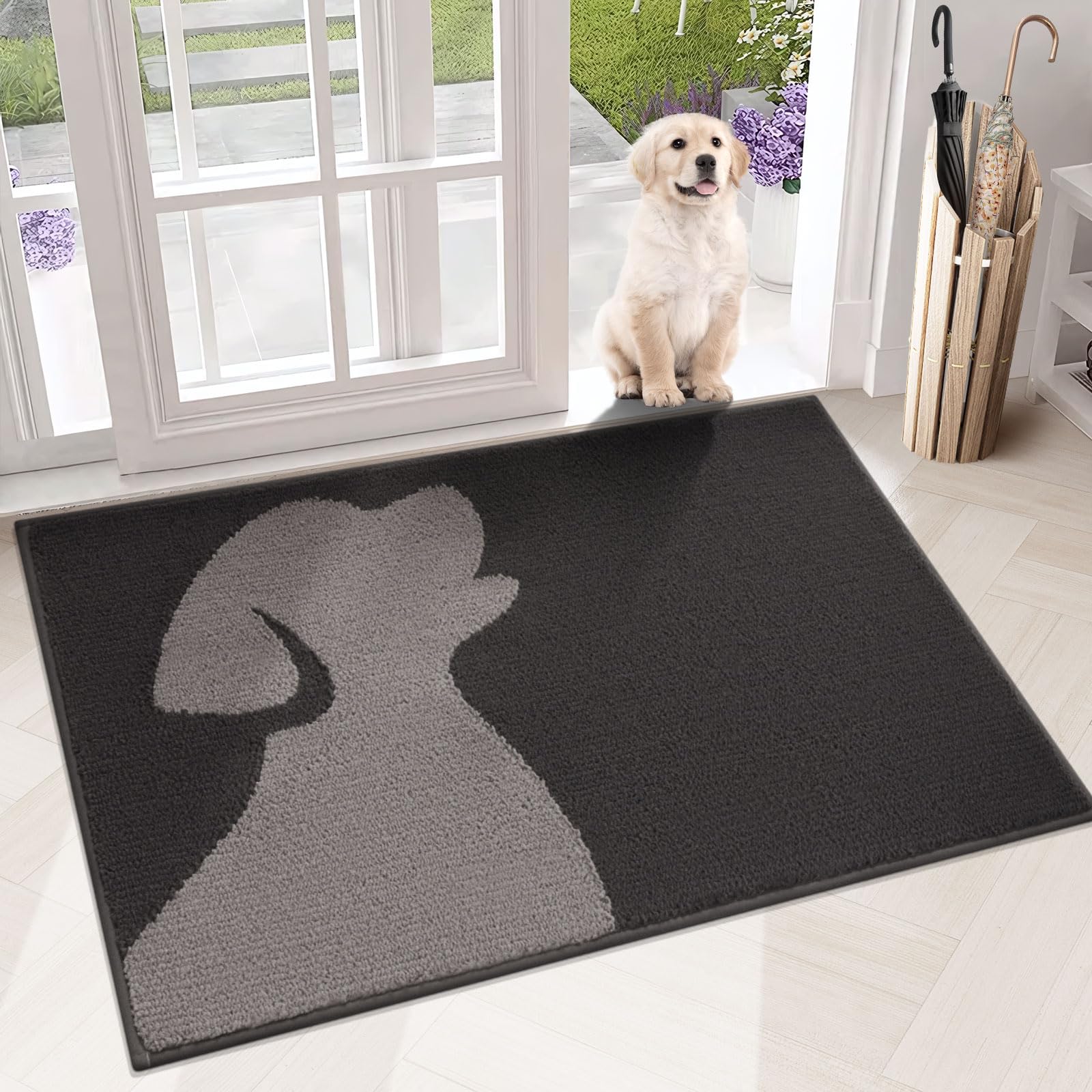 Door Mat Indoor, Front Door Mat Non Slip Entryway Rugs Indoor Doormat, Absorbent Resist Dirt Door Mats, Washable Inside Floor Mats Entry Doormats for Home, Entrance, Outdoor, Kitchen,24"x36",Charcoal