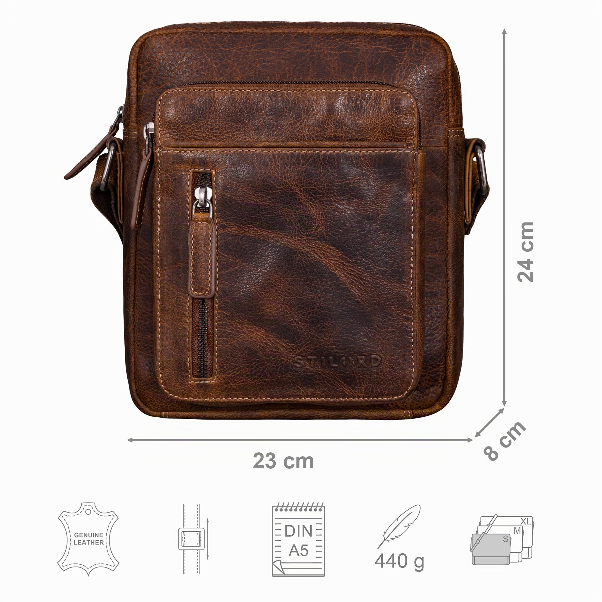 STILORD 'Dain' Borsa a Tracolla Uomo in Pelle Vera, Crossbody Vintage, Custodia Tablet, Shoulder Bag Cuoio