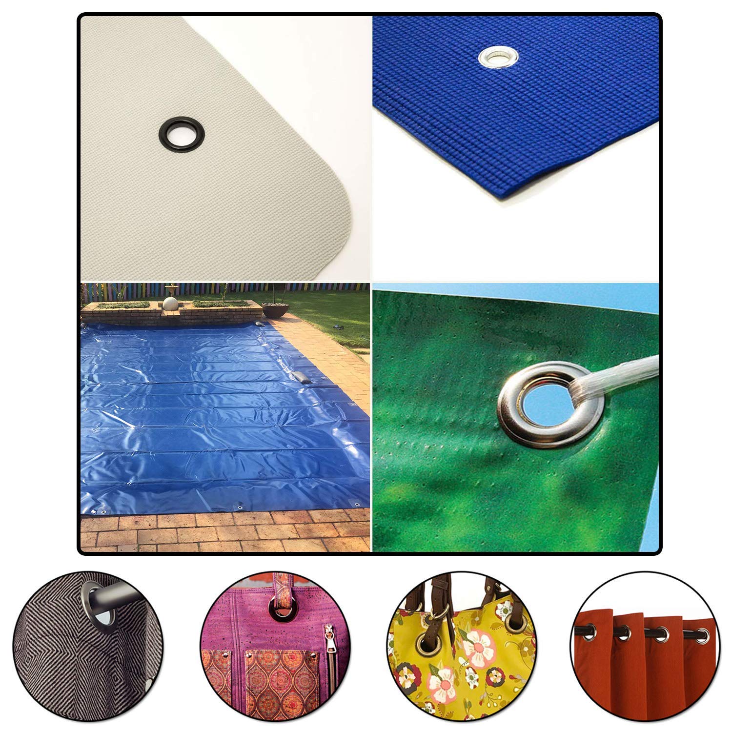Trimming Shop 30mm Ruggine a Prova Di Occhielli con Ottone & Plastica Rondelle per Tende Aste/Bastoni, Piscina Cover, Telone, Vinile Striscioni, Tappetino Yoga - Gunmetal, 30mm