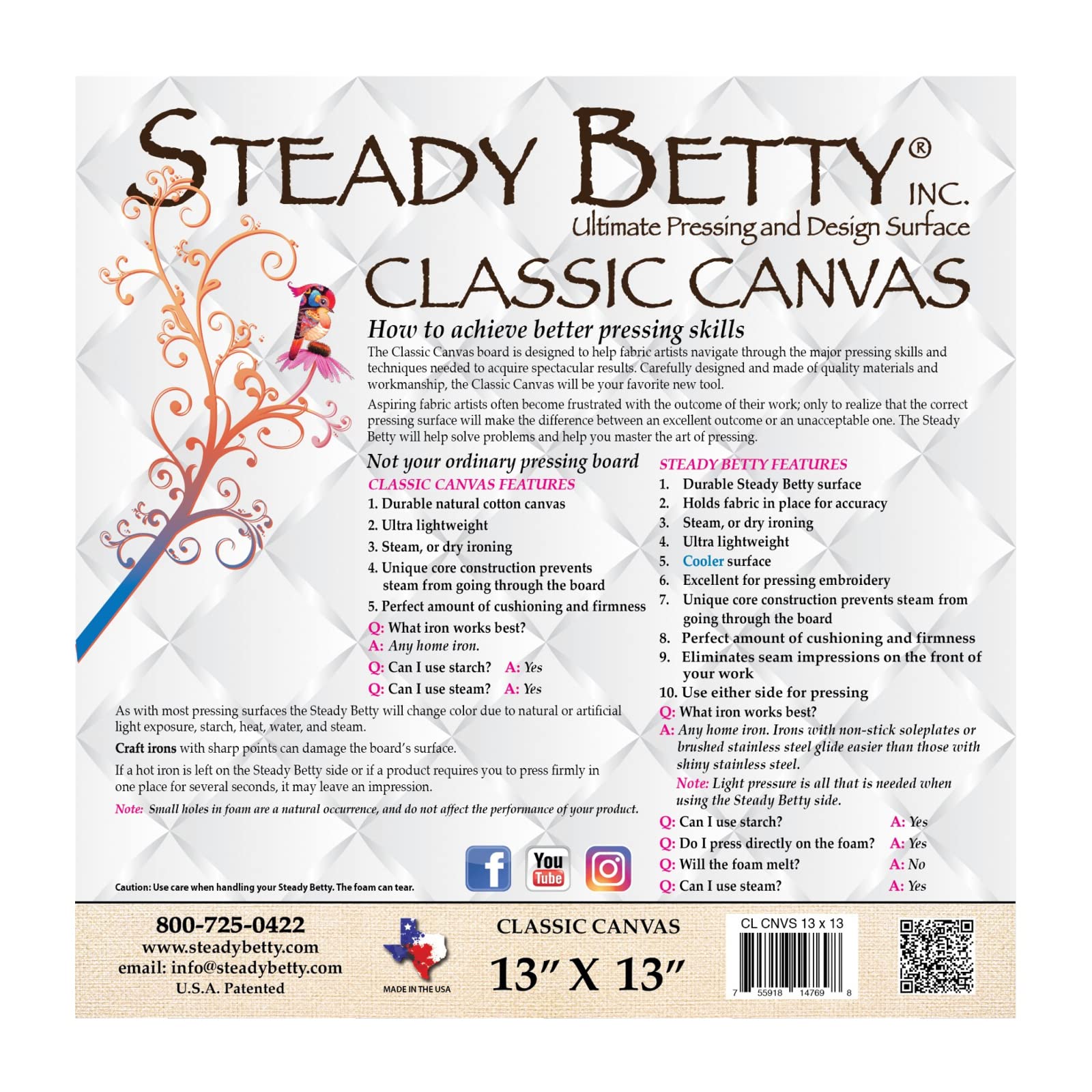 Steady Betty x 13 in Classic Canvas