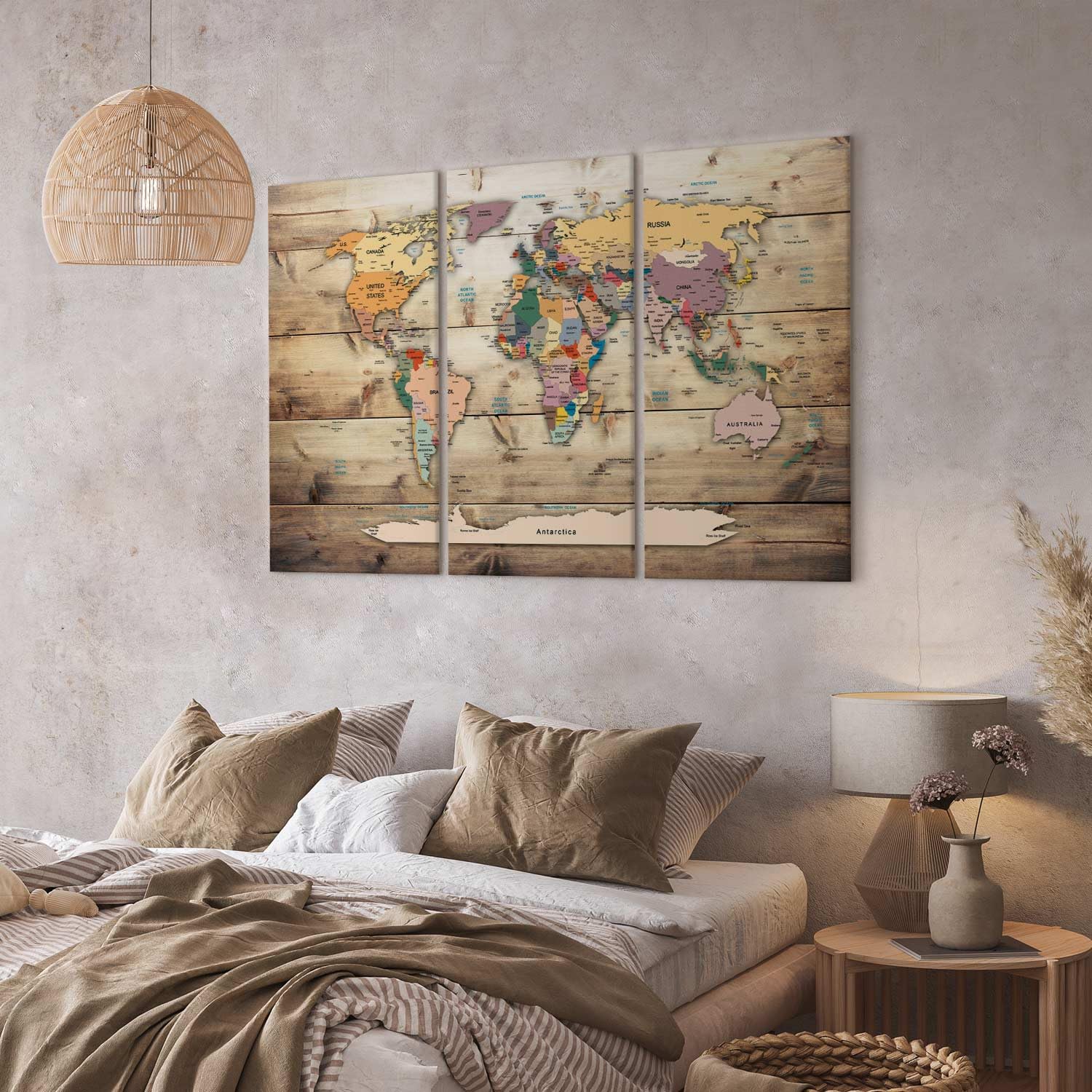 B&D XXL Cuadros Grand Tableau Décoration Murale Chambre, Monde, 120x80 cm