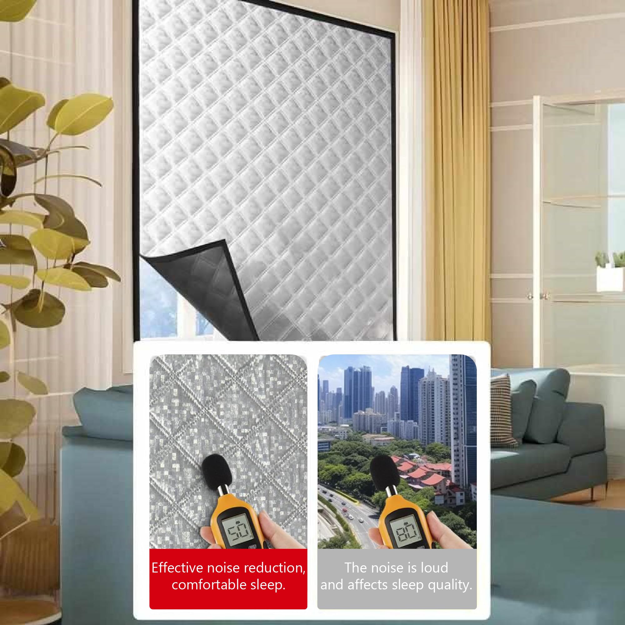 Fensterisolierungsset 148 x 120 cm Hitzeschutz Kältedämmung Wärmeschutzvorhang Fenster für Winter Einfache Montage Ohne Bohren für Winter Drinnen Und Draußen, Silber