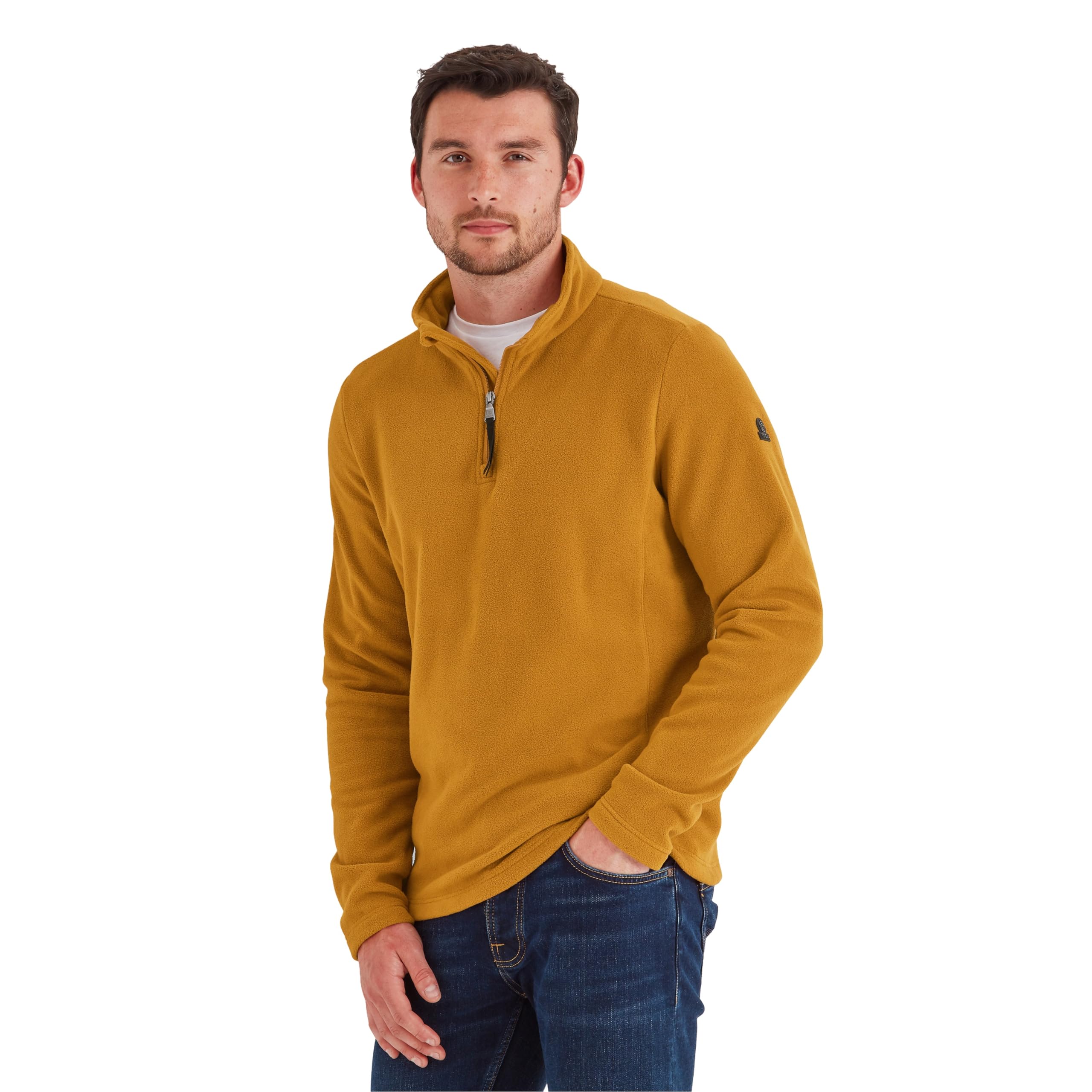 Tog24 Men's Rich Ochre Revive Fleece Pullover Lightweight & Warm Microfleece Jacket Quarter Zip Jumpers Thermal Top Recycled Polyester Sweatshirts 4XL