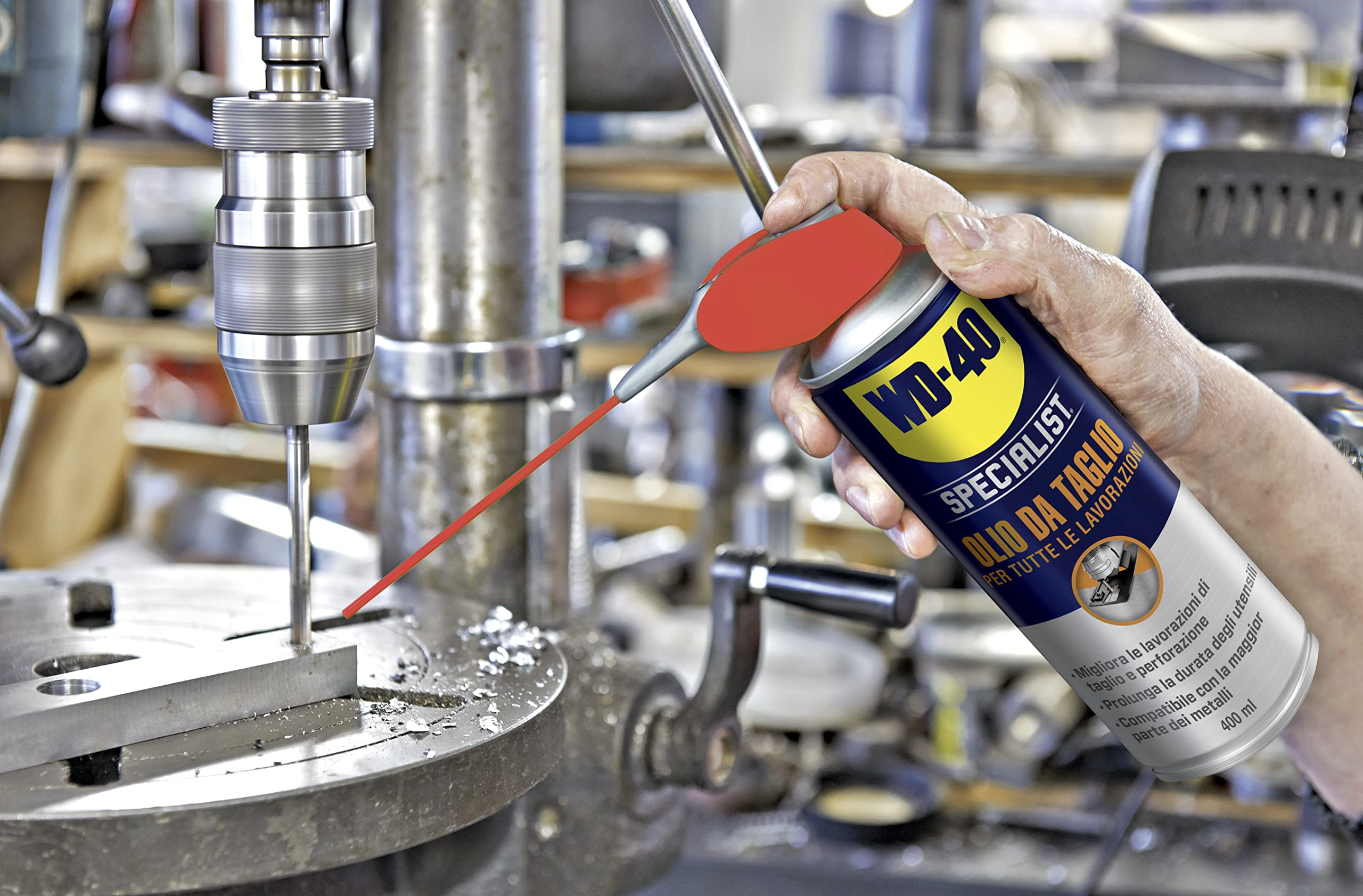 WD-40 Specialist - Aceite de corte - Aceite, maximiza la vida de los equipos de corte y perforación, taladros de columna y sierras - Pulverizador Doble Acción, Spray 360º - 400 ml