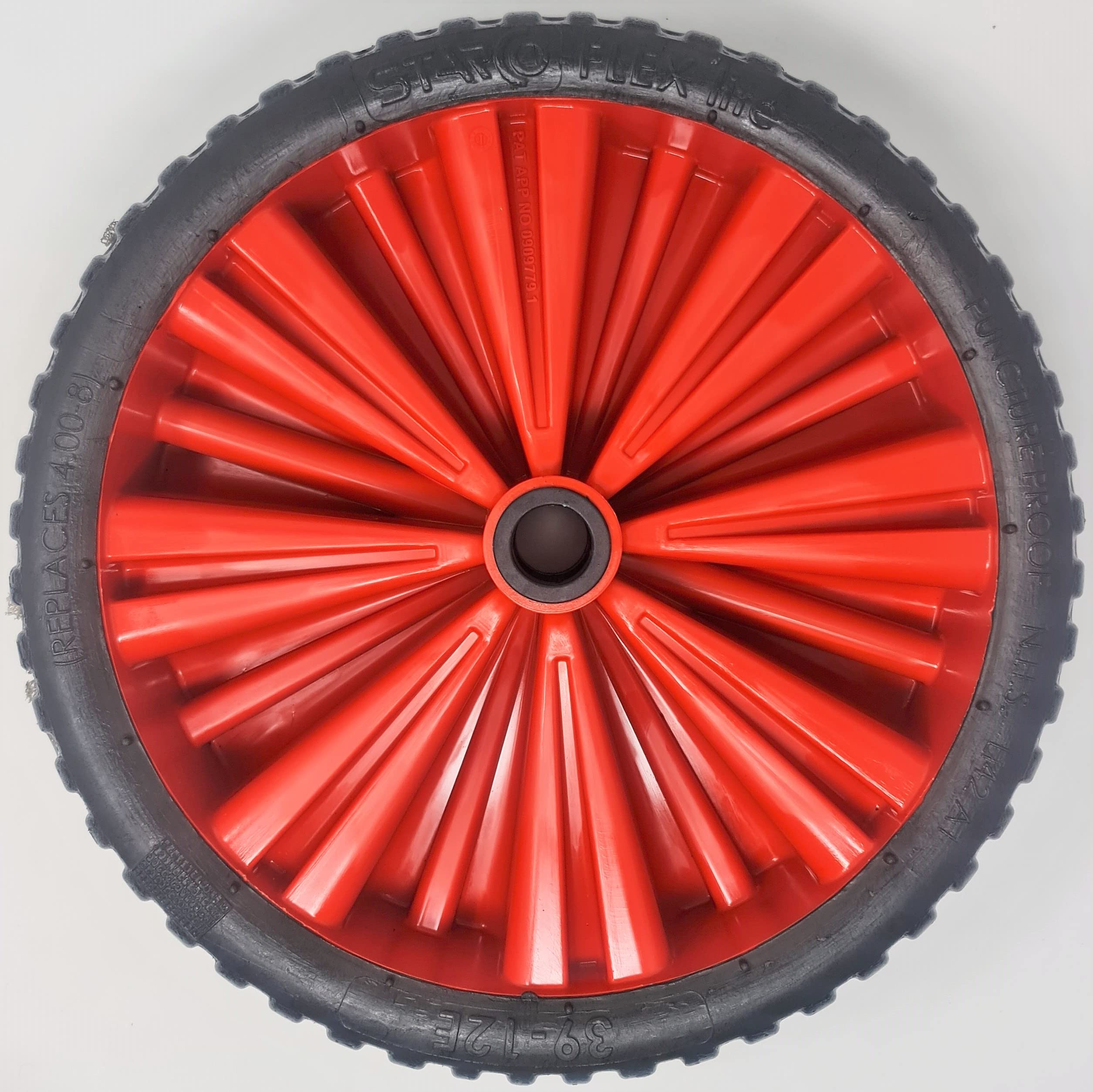 Ruota per carrello da lancio (372 mm) (venduto in coppia) per canottaggio, zaffa, tender, barca a vela da 26 mm (rosso)