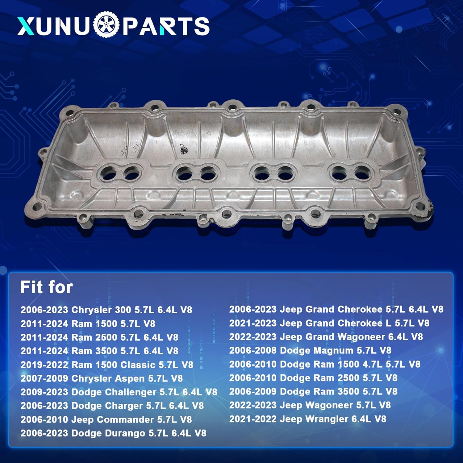 Hemi Aluminum Valve Cover Sets Compatible with 2011-2026 Ram 1500 2500 3500 5.7L 6.4L 2019-2024 Ram 1500 Classic 5.7L Replace# 53022085AD 53021333BA 53022085AC