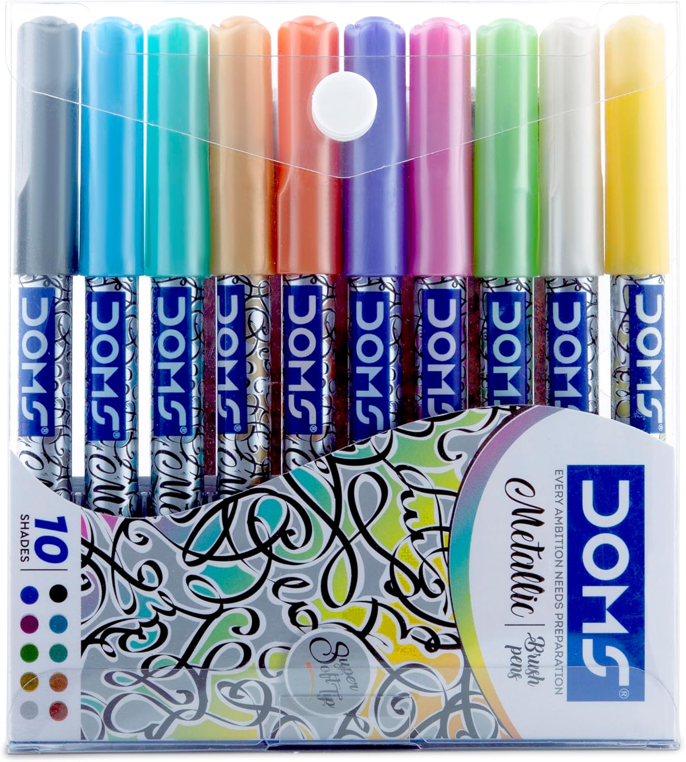 DOMS Metallist Series Metallic Brush Pen (10 Assorted Shades)
