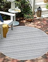 Vista 12 de Unique Loom Outdoor Striped Collection Alfombra de área - Maia (2' 2" x 3' 1" Rectángulo, Beige/Marfil)