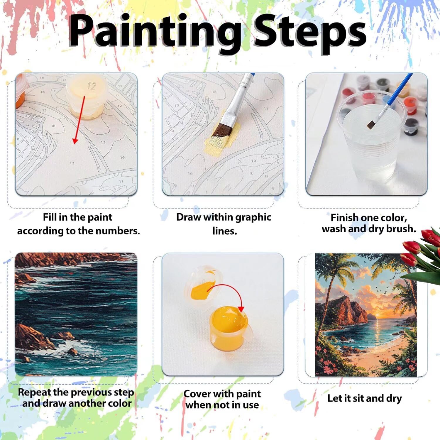 Pintar por Numeros Adultos pintar por numeros niños manualidades niños 10 años, DIY Pintar por Números de Pincel y Pintura acrílica Decoraciones para el Hogar Manualidades, sin Marco 60x80cm C-68