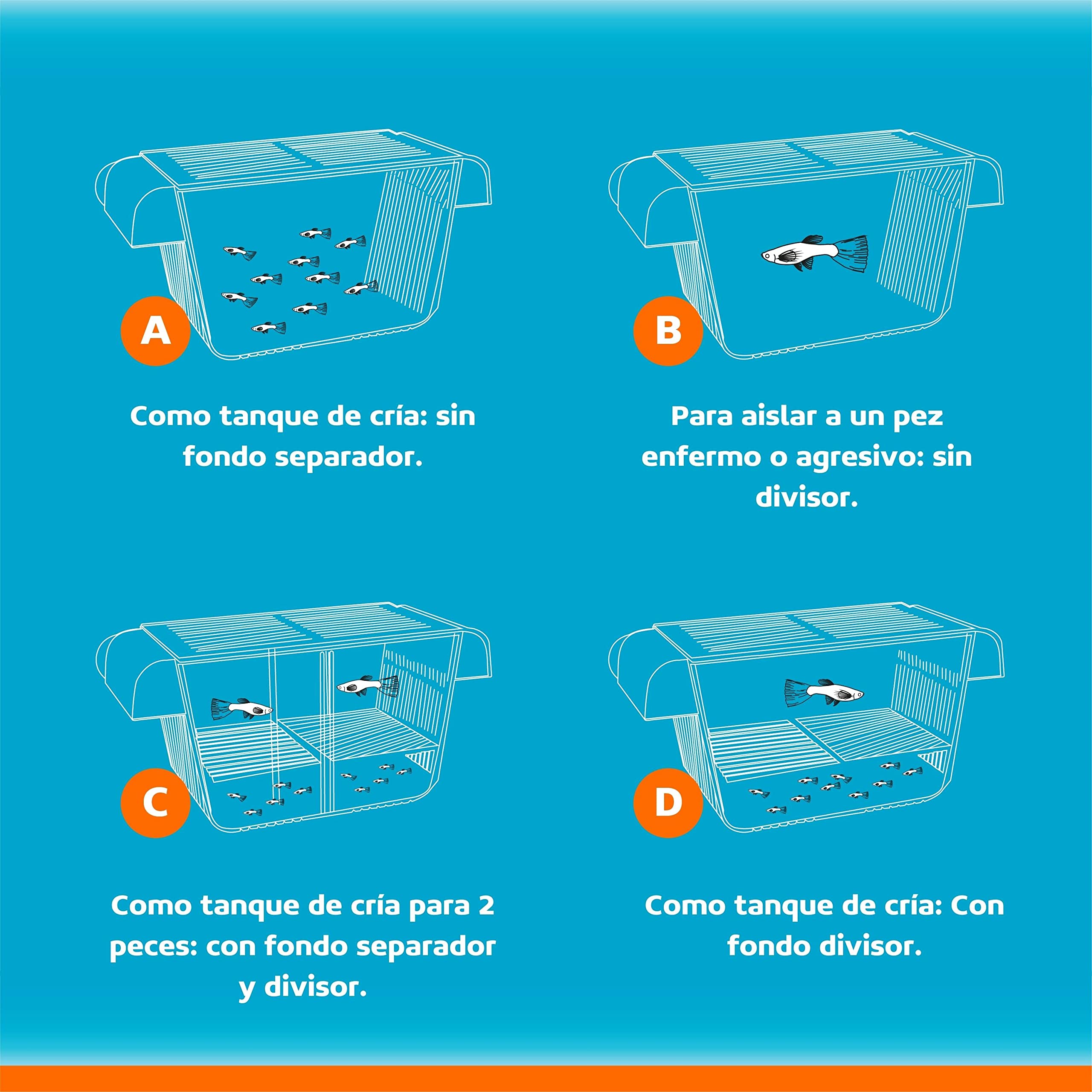 Measury Tanque de cría pequeño (S), bandeja de desove para acuario, piscina para bebés, cuarentena, piscina de cría – 132 x 64 x 73 mm