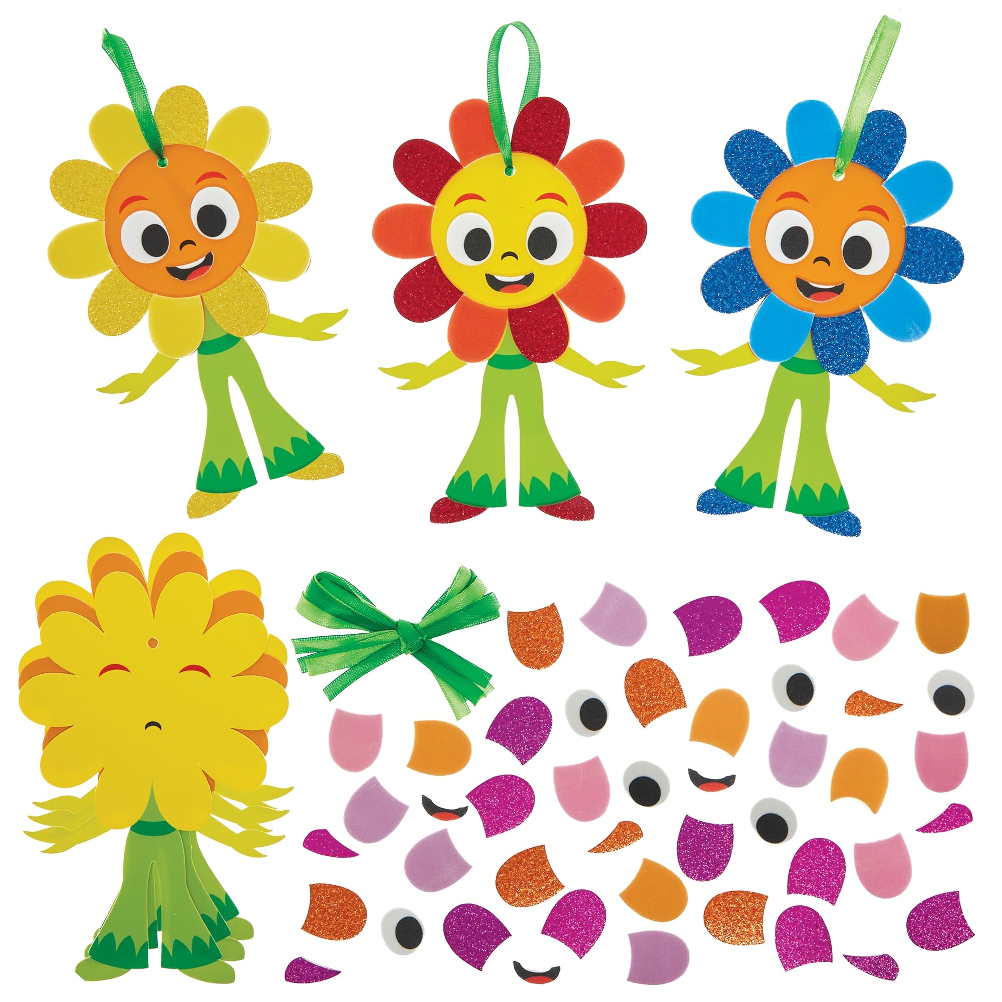 Baker Ross FN561 Petal Pals Mix & Match Decoration Kits - Pack of 6, Foam Arts and Crafts Decoration Kits for Kids