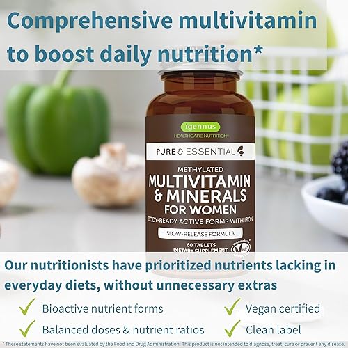 Miniatura 2 de Multivitamínico y minerales para mujeres + paquete vegano de complejo de astaxantina, multivitamínico avanzado de liberación sostenida con hierro +