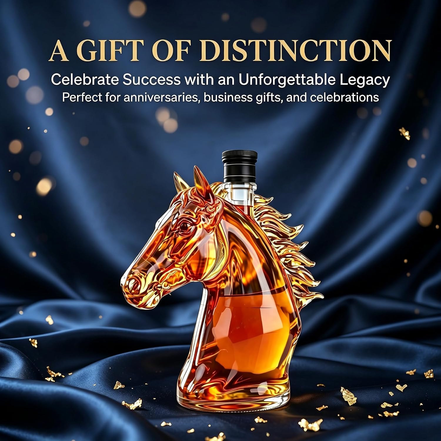 Horse Head Whiskey Decanter, Sculpted Glass Bottle for Home Bar