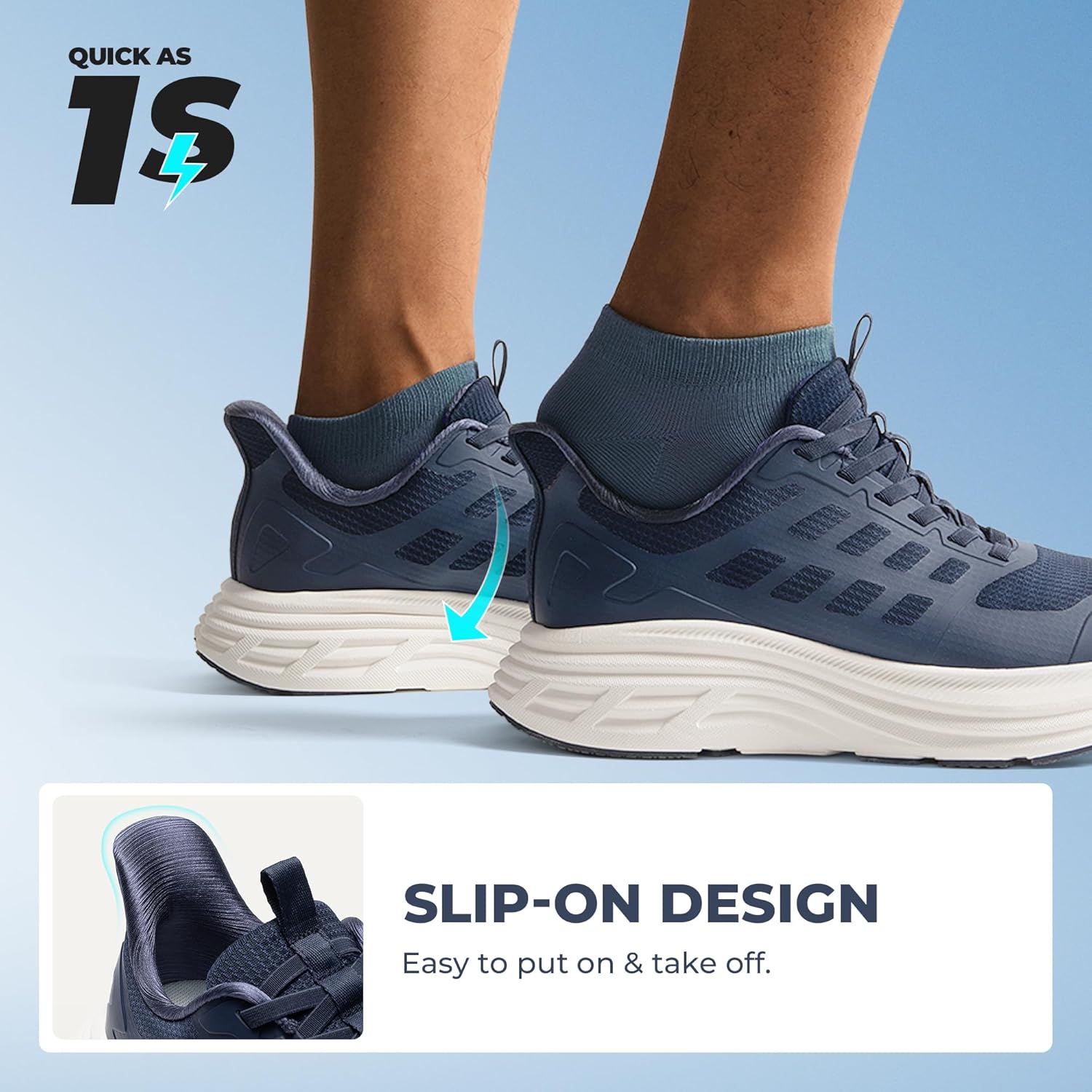 NORTIV 8 Men's Slip On Walking Shoes Cushioning Hands Free Non Slip Comfortable Workout Running Tennis Jogging Athletic Gym ActiveFloat Fashion Sneakers - Image 4