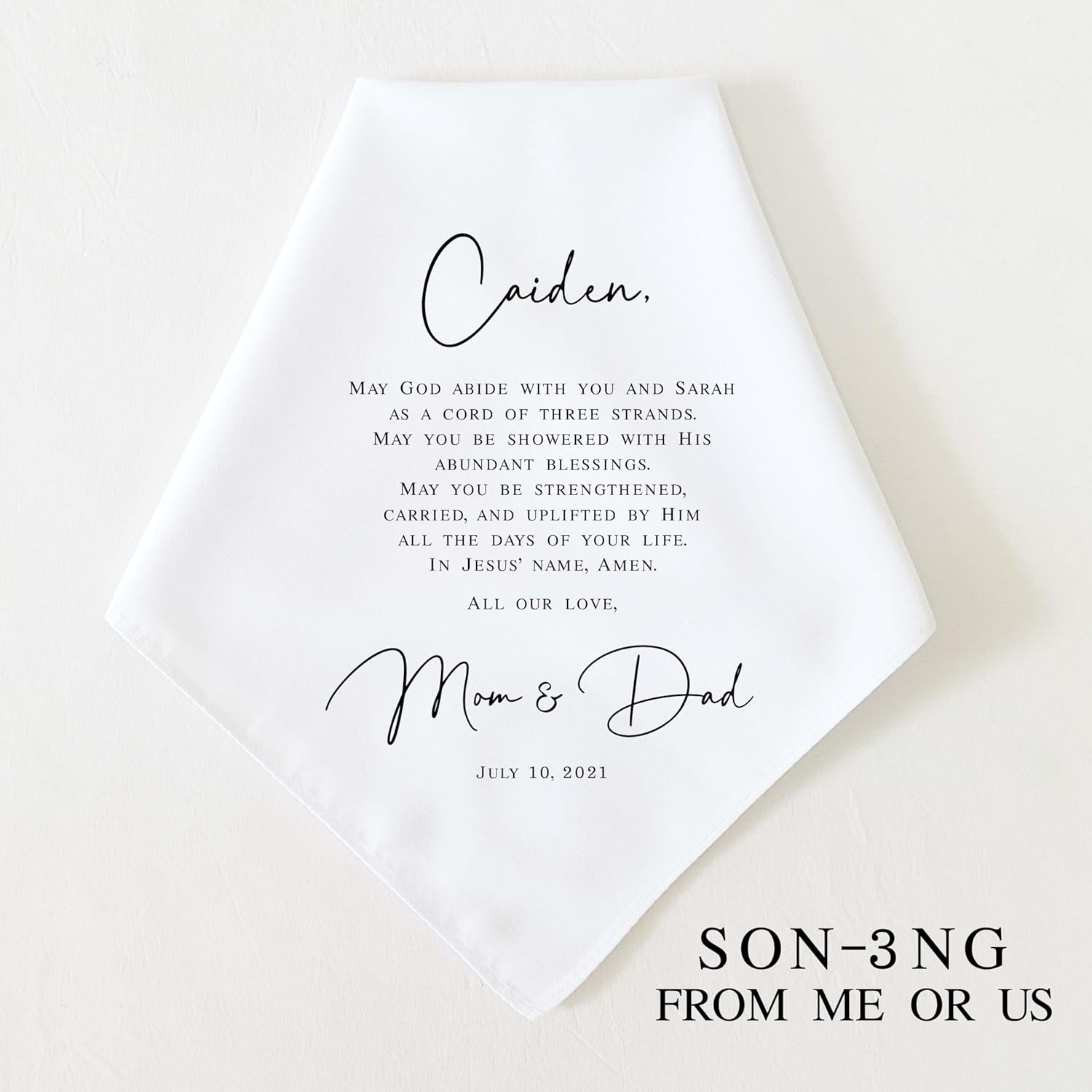 Son Wedding Gift from Mom, from Parents | Personalized Wedding Handkerchief Gift for Son | Groom Gifts from Mom | Keepsake - Image 4