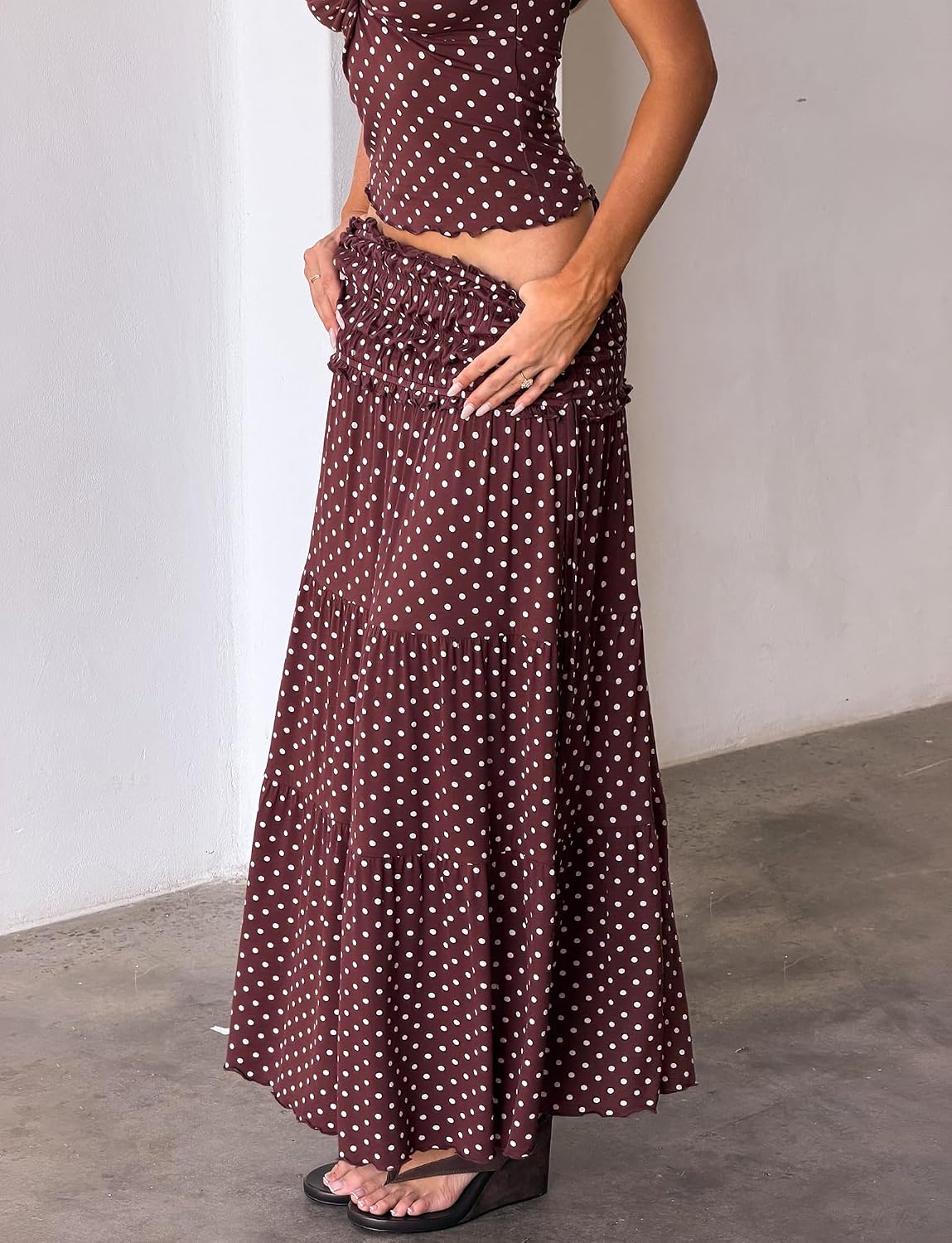 Tiger Mist Women's Denali A-Line Tiered Maxi Skirt with Cinched Waist and Side Ties image 4