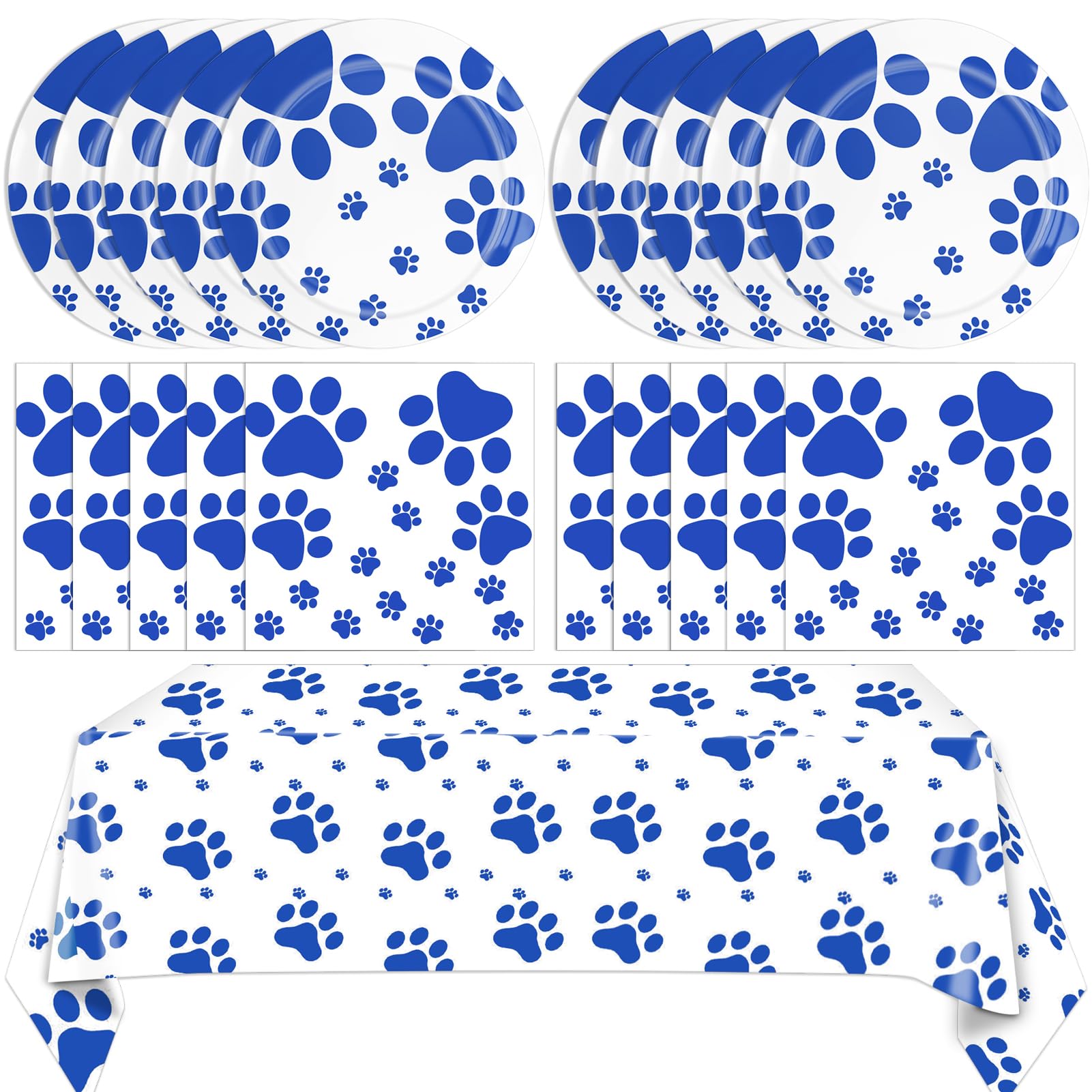 Fournitures de fête chien bleu de 41 pièces avec assiettes et nappe