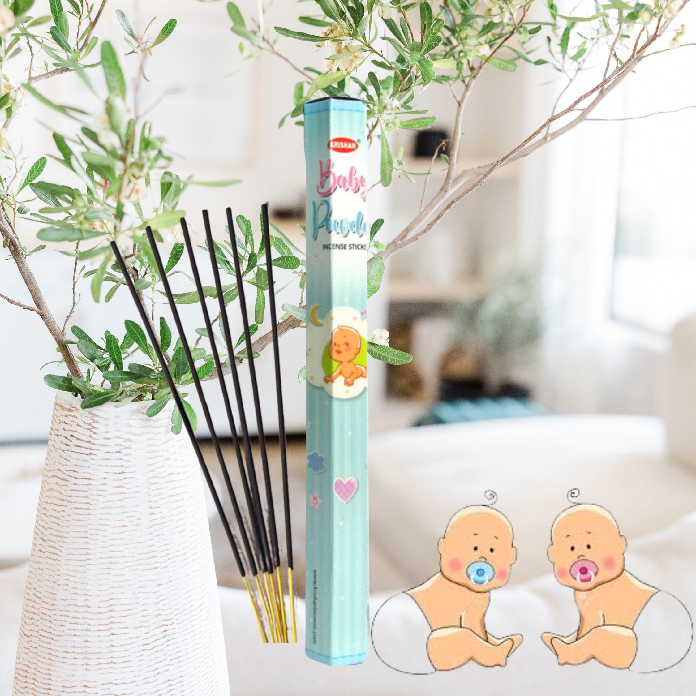 Fenny's Creations Incense Sticks Baby Powder Fragrance Incense Stick 120 Joss Stick | 6pk Joss Sticks