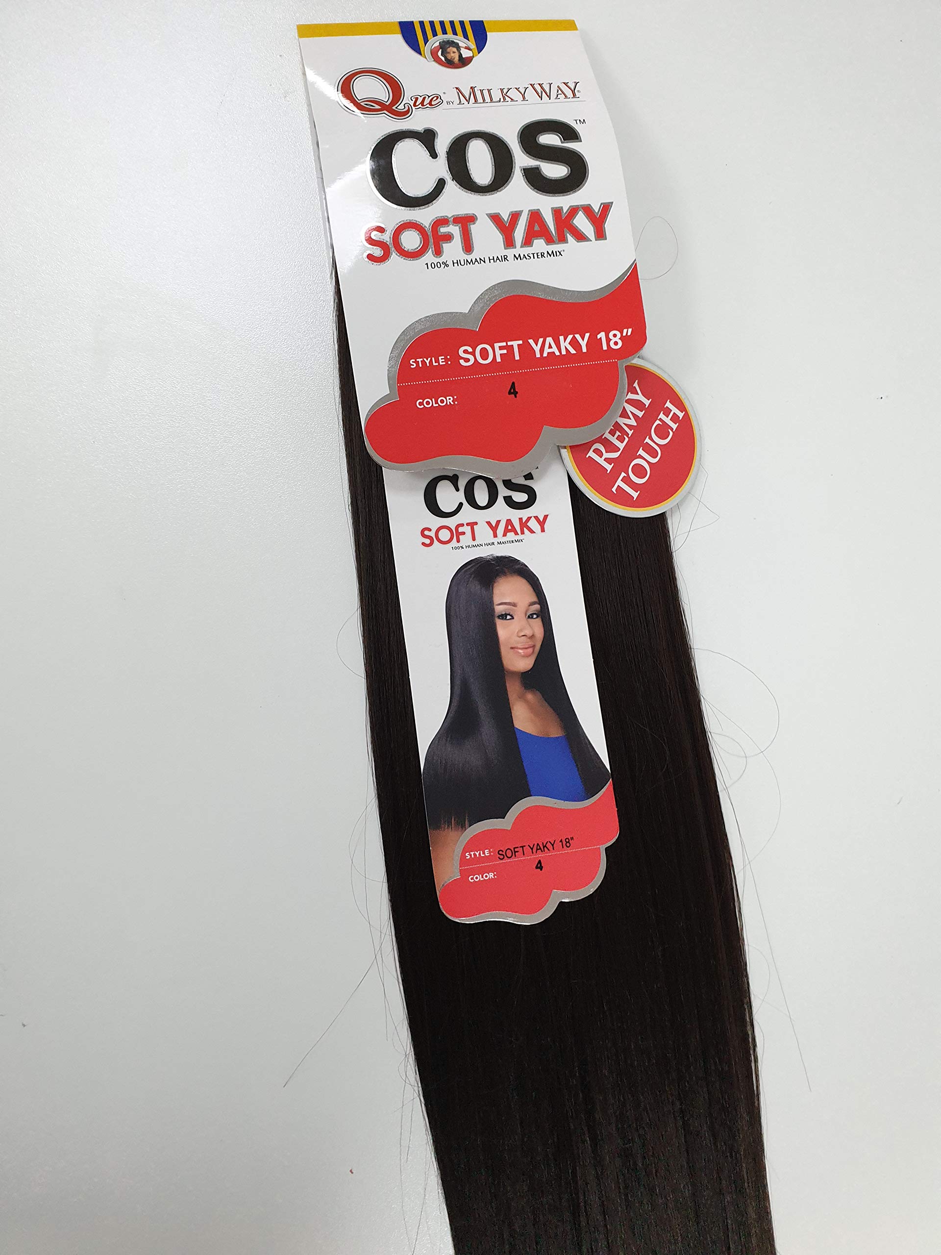 MilkyWay Que COS SOFT YAKY 18'' - Human Hair MasterMix Weave Extension #4  Med. Brown : Beauty & Personal Care - Amazon.com