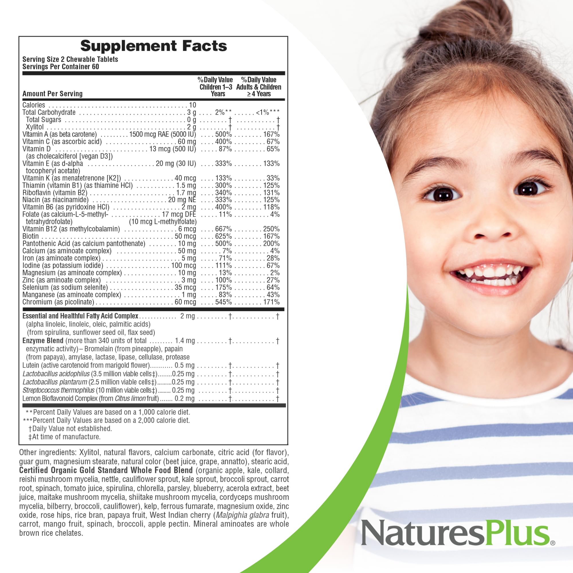 NaturesPlus Animal Parade Gold Children's Multivitamin - 120 Animal-Shaped Chewable Tablets - Assorted Cherry, Orange & Grape Flavors - Vegan, Gluten Free - 60 Total Servings — Amazon image 5