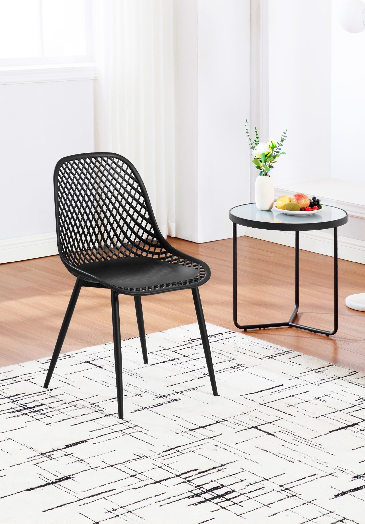 Juego de 4 Sillas de Comedor,Asiento PP,Negro