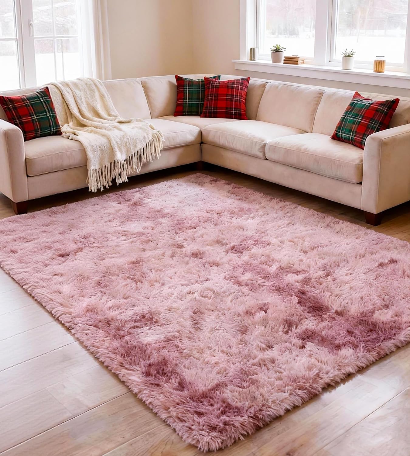 Tappeto Peloso Soggiorno Tappeti per Grandi Dimensioni Salotto Moderno cameretta Bimba tappeti,Tappeto morbido e Antiscivolo soffice per la camera da letto(viola rosa,200 x 300 cm)