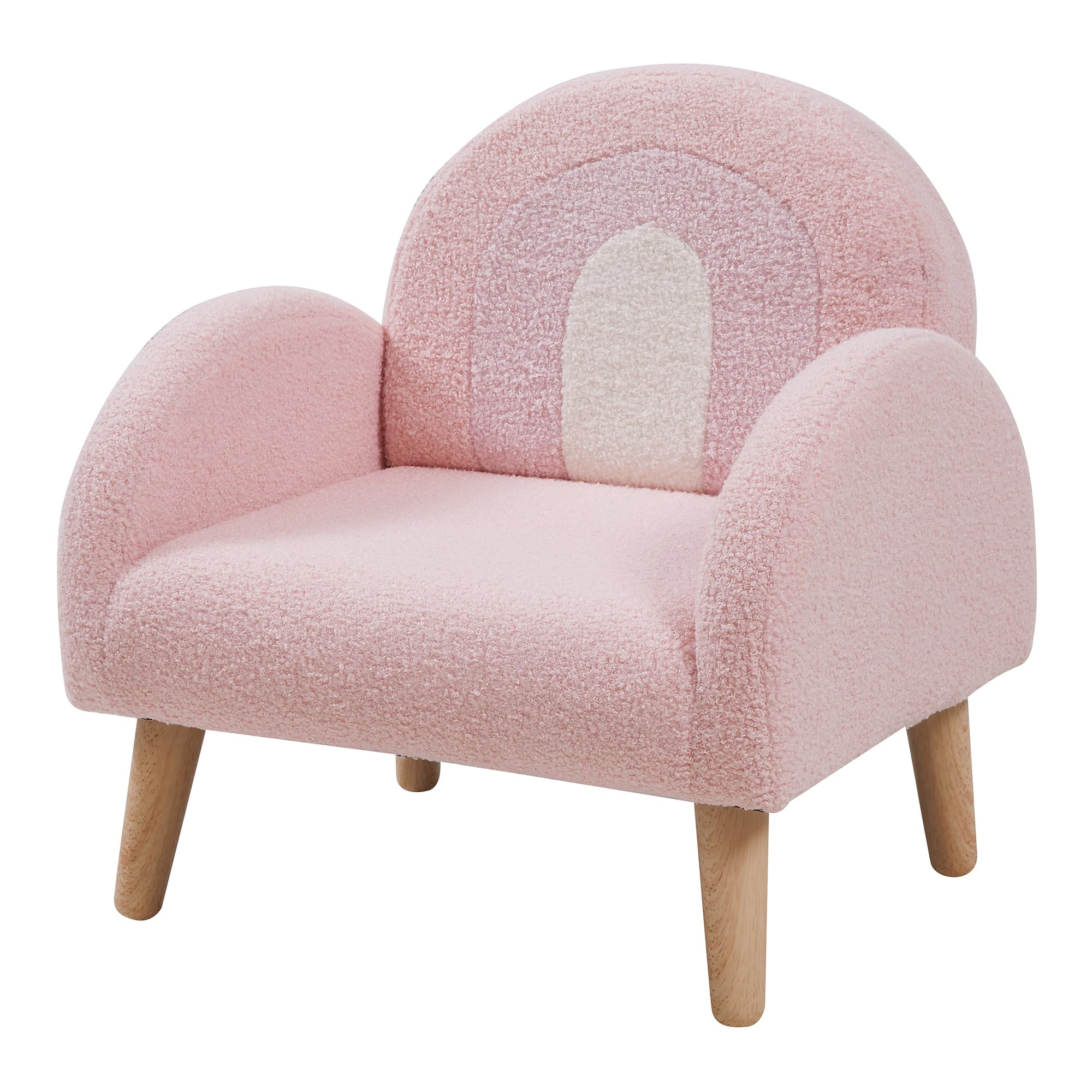 [en.casa] Kindersessel Sorreindi Kinderstuhl ab 2 Jahren Polstersessel max. 45 kg Teddy Sessel Leseecke 50 x 50 x 45 cm Rosa