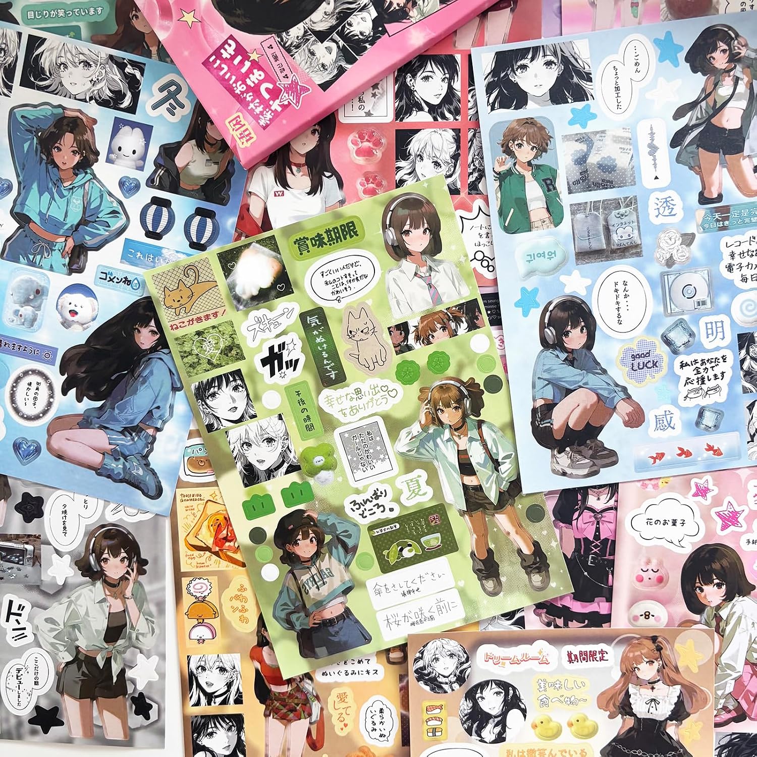 Japanese Stickers Book for Journaling Supplies,Girls Stickers for Planner