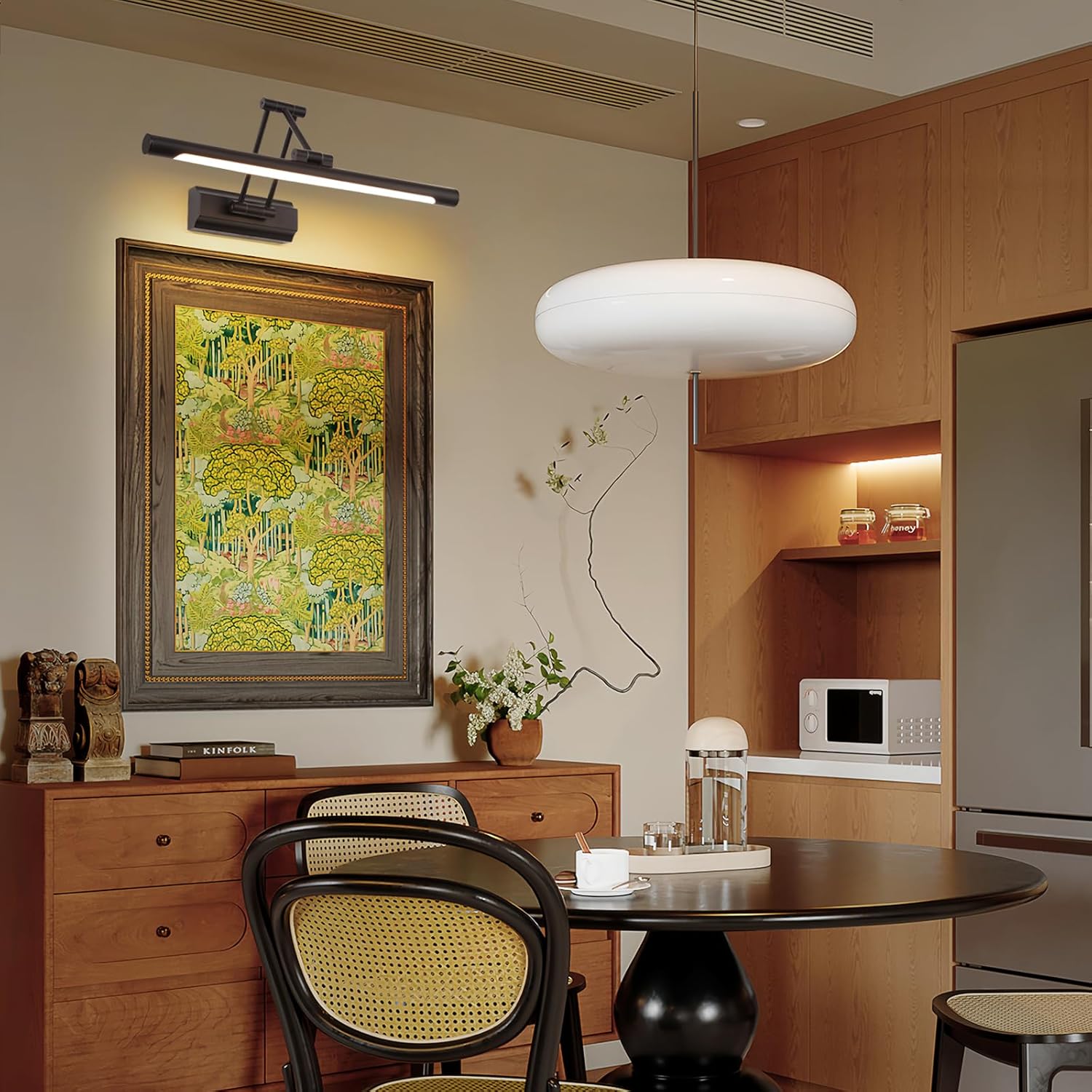17" Picture Light Matte Black Hardwired Gallery Light 270° Rotation Led Poster Lights 95 CRI 3000K Non-Dimmable True-Color Cordless Art Lighting for Paintings, Display Cabinets，Bathroom.