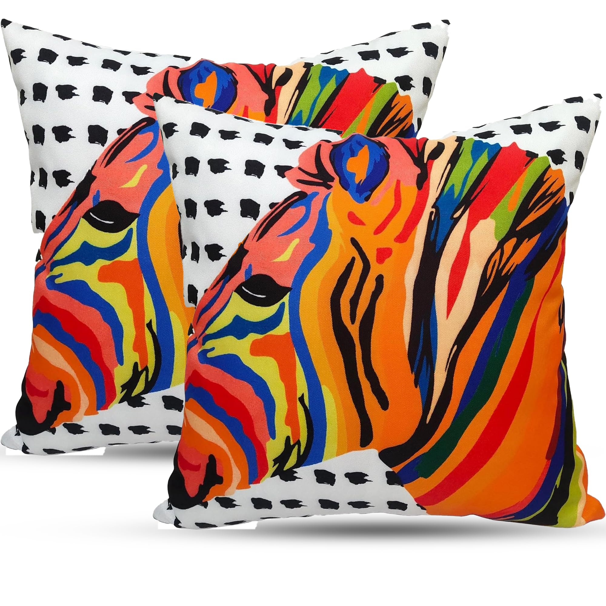 Poshliving Kampala 2 Pack Outdoor Cushions Waterproof Filled 45X45cm With Invisible Zippered Outdoor Garden Cushions Waterproof 18"X18" With Cushion Covers & Pillow For Living Room Garden Sofa (Kampala)