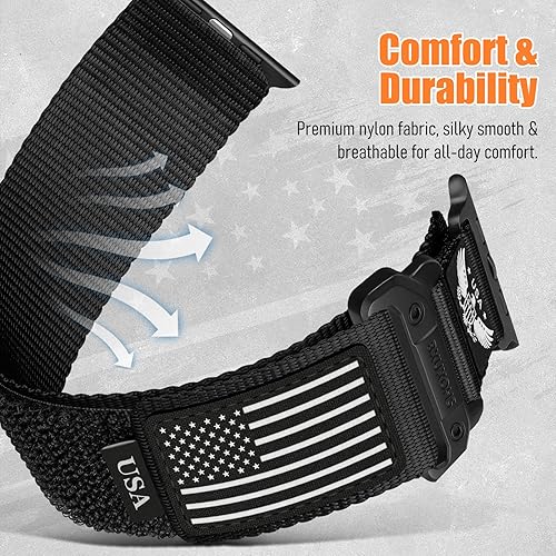 Miniatura 4 de Correas de nylon resistentes para Apple Watch Ultra/3/2 de 49 mm, 46 mm, 45 mm, 44 mm, 42 mm, correas para iWatch para hombres, correa deportiva