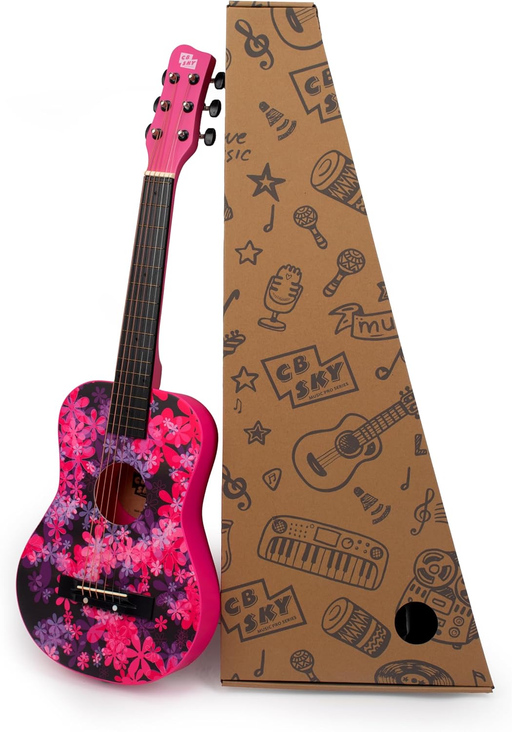 30” Heart design Acoustic Metal Strings Guitar/Girls Gift/Kids Musical Toys/Musical Instrument (Pink)