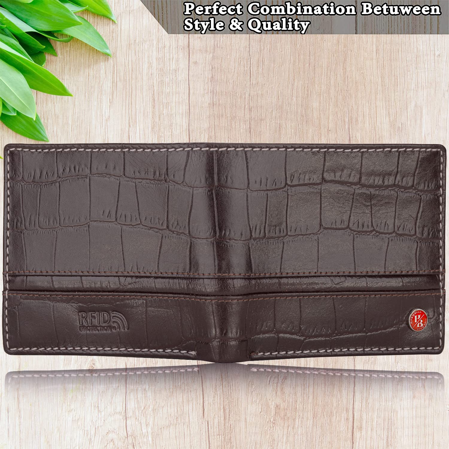 HORNBULL Denial Brown Printed RFID Blocking Leather Wallet for Men - Image 4 thumbnail