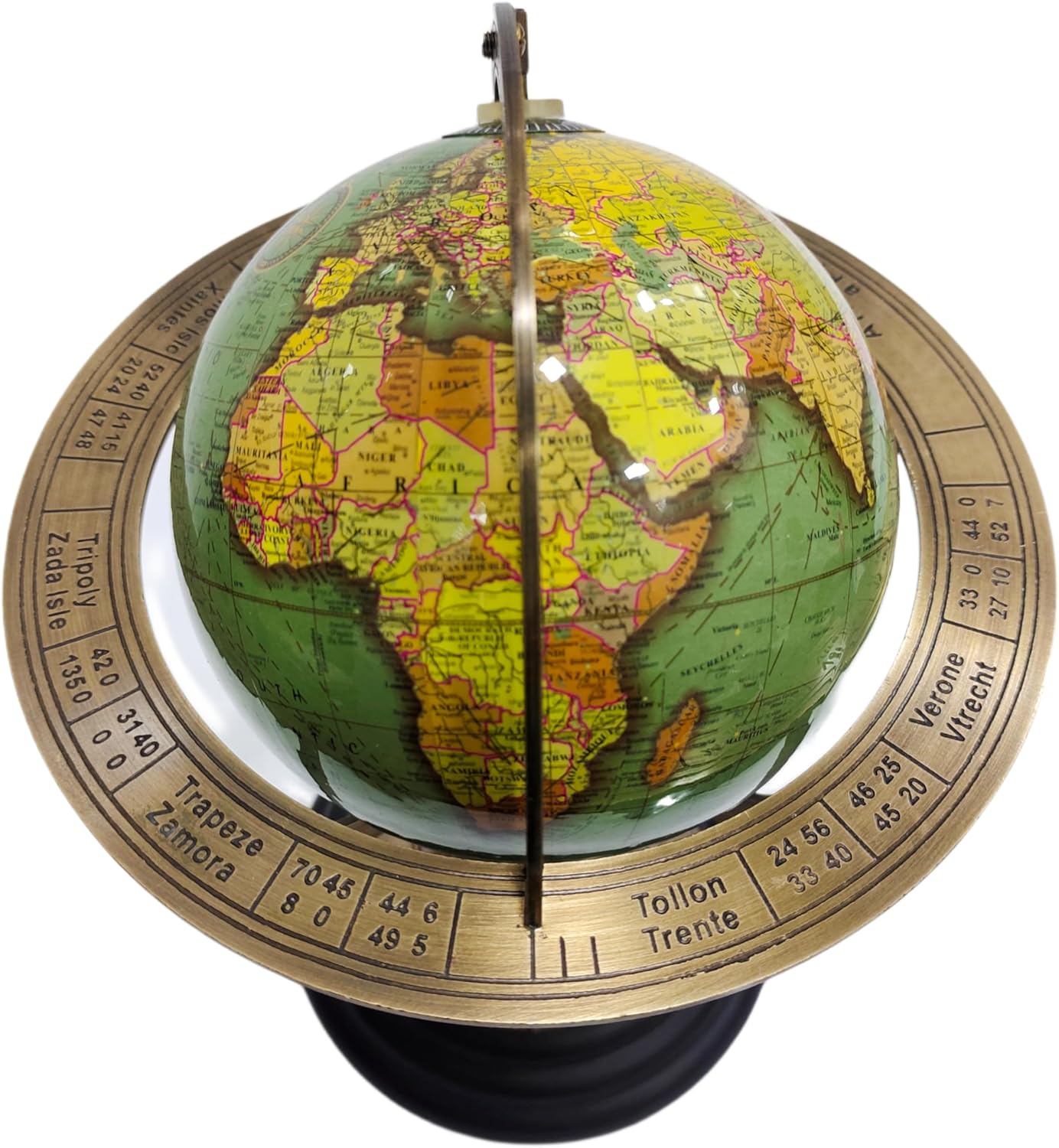 Antique Brass Armillary Sphere Globe Clock Spherical Astrolabe Vintage Handmade Nautical Item Decor for Office Desk & Home