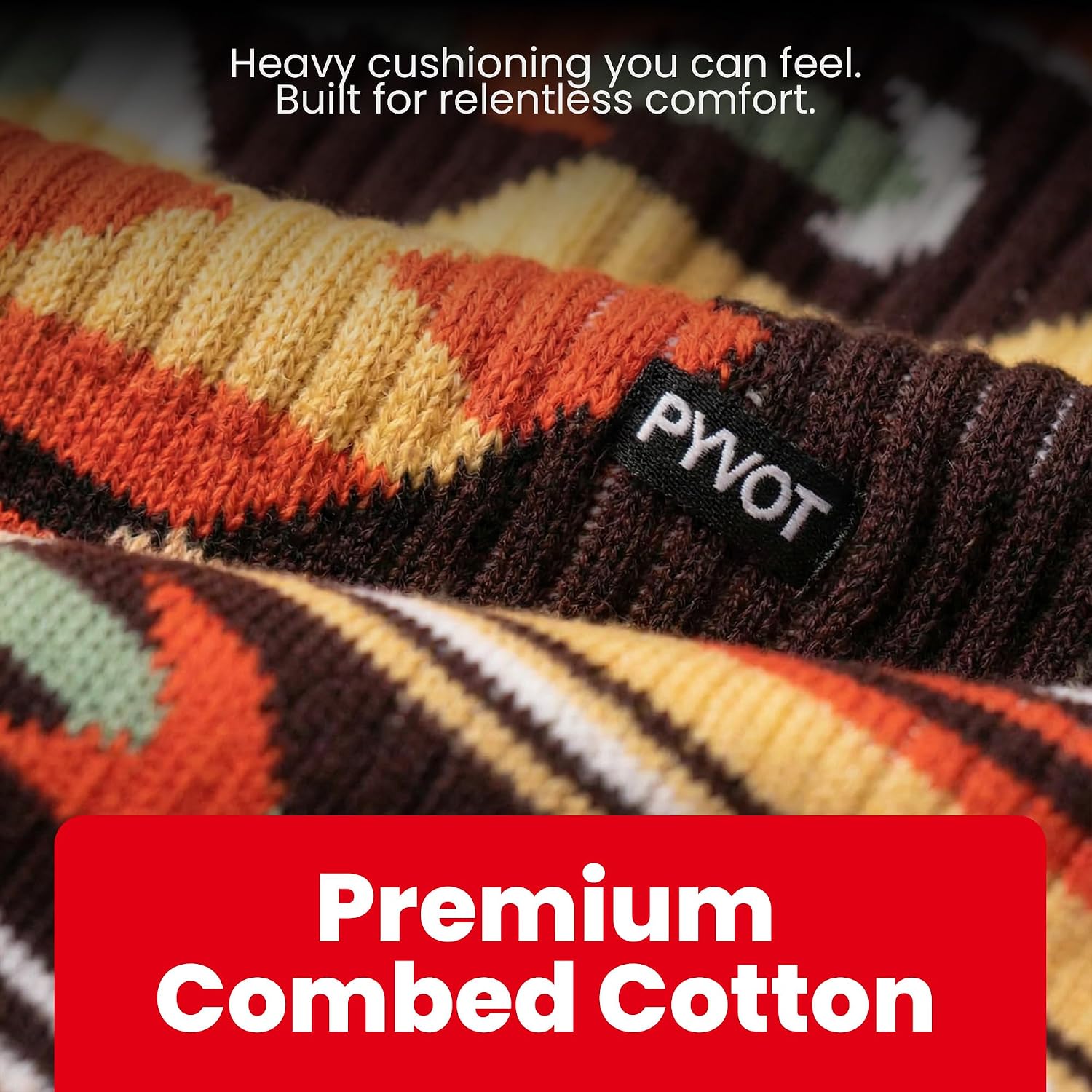 PYVOT Artist Series Strata Bundle 3-Pack, Premium Geometric Novelty Socks Crew Socks for Men and Women, Strata Blue, Green and Red Patterns, Moisture Wicking Combed Cotton, Heavy Cushion, 3 Pairs