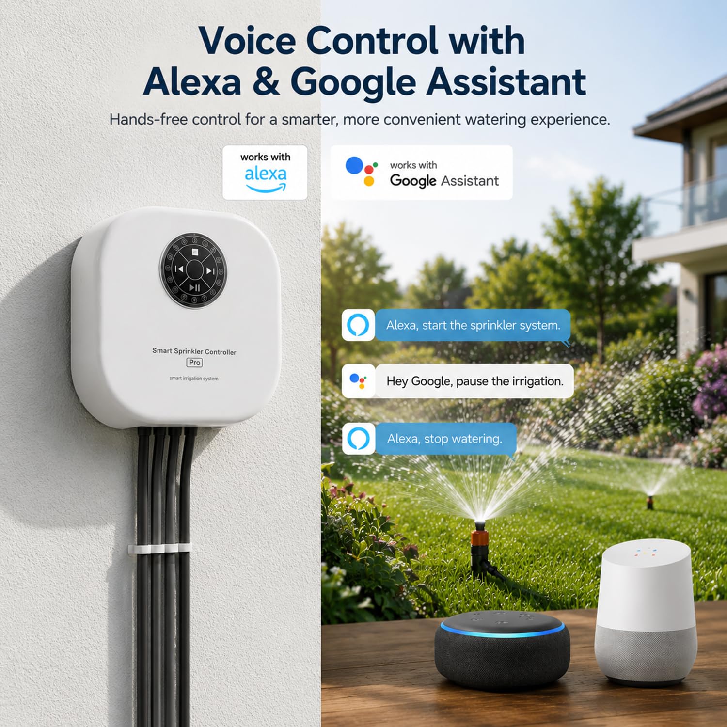 Computer di irrigazione Wi-Fi a 12 zone: controllo intelligente di irrigazione con WiFi e app 2.4G/5G, compatibile con Alexa e Google Assistant, irrigazione automatica del giardino con ritardo della