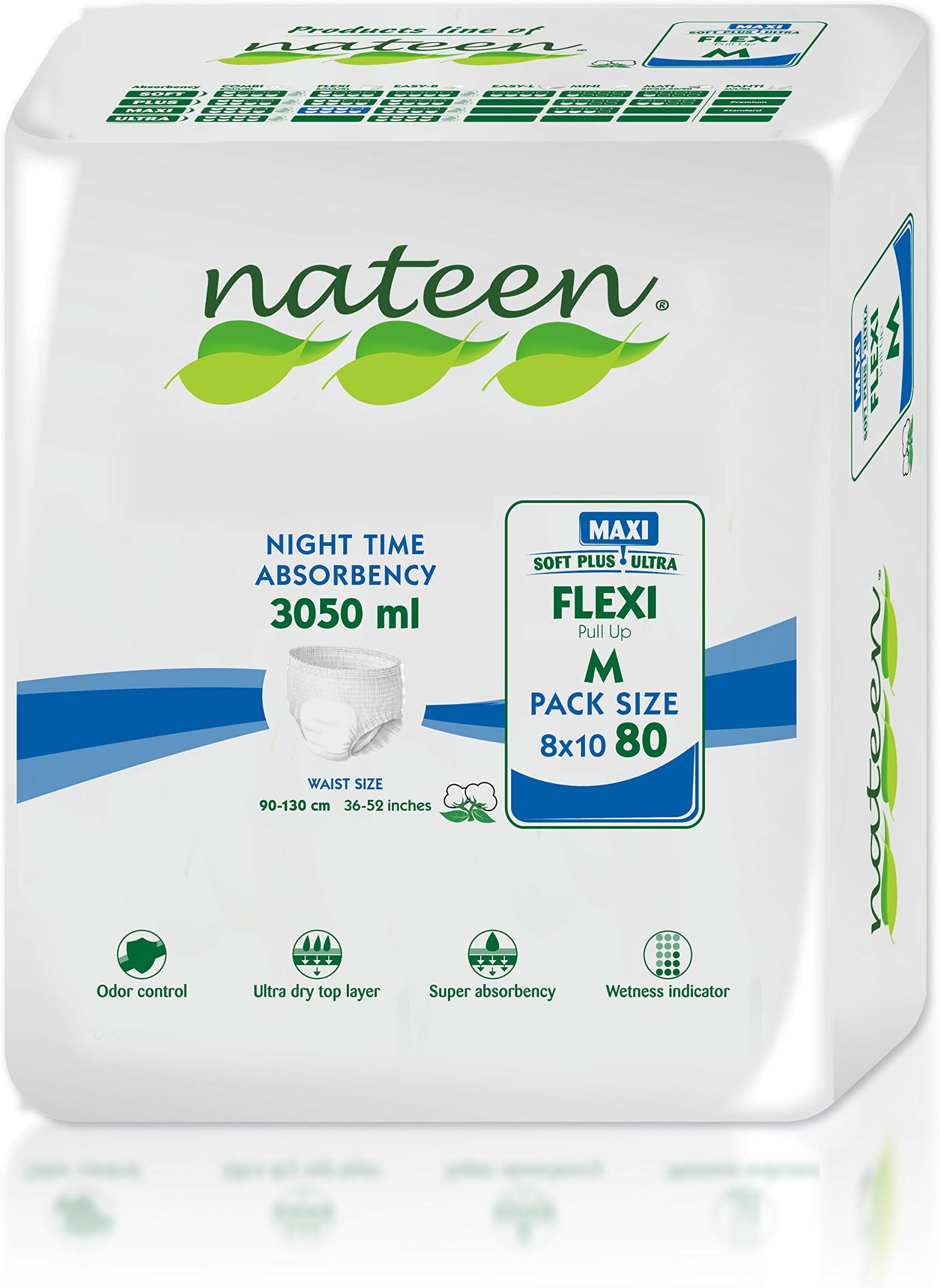 Tendercare-Nateen - 80 Medium Adult Night Time Pull Up Pants - Unisex Maxi Incontinence Pull Up Pants - Odor Control & Ultra Dry Top Layer- Just Like Normal Underwear - 3050ml Absorbency