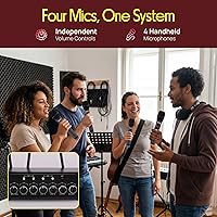 Vista 5 de Pyle Micrófonos inalámbricos, micrófonos duales UHF profesionales para karaoke, sistema de micrófono dinámico inalámbrico con receptor recargable