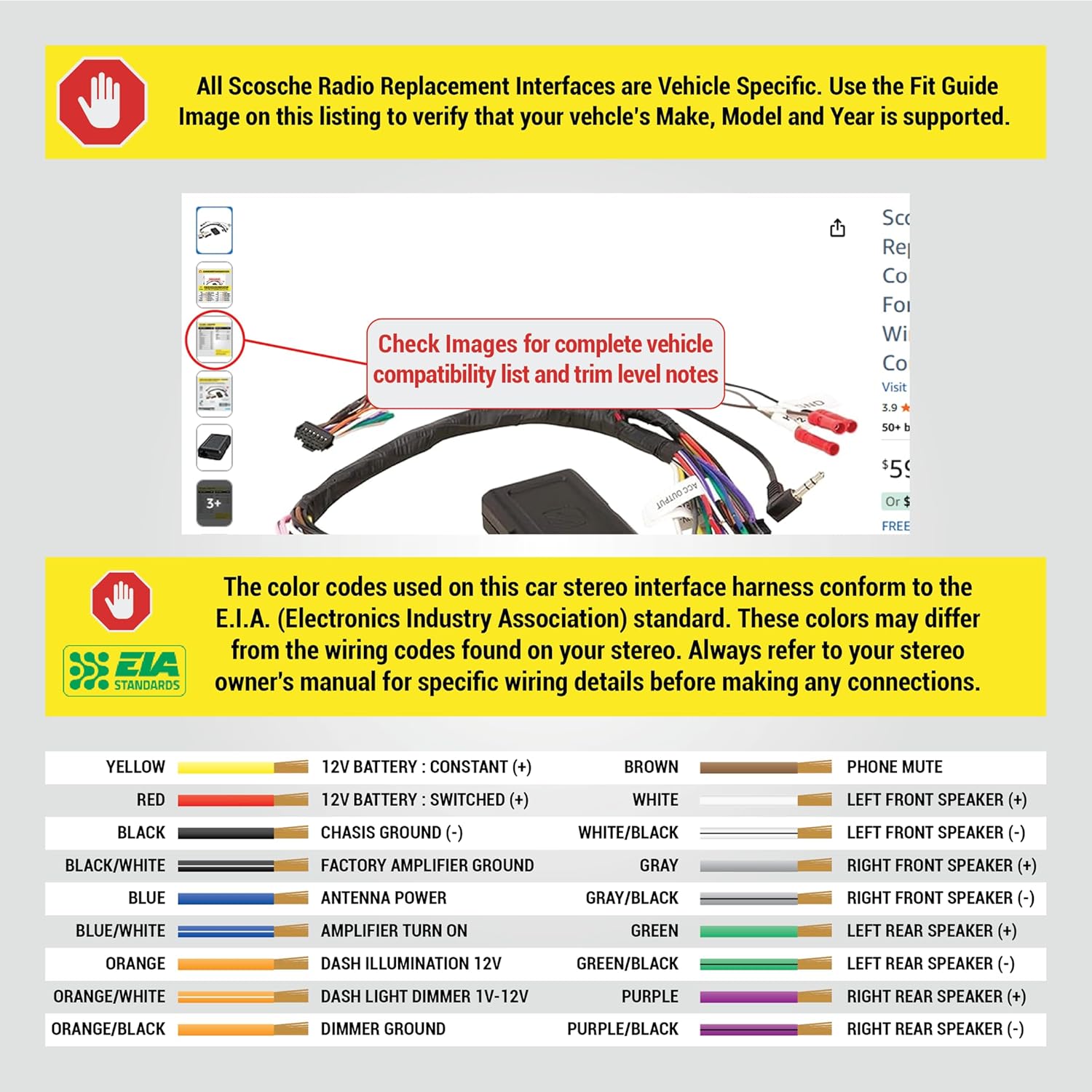 Scosche FD5K-WP Factory Stereo Replacement Interface Adapter Kit, Compatible with Select 2005-2016 Ford, Lincoln & Mercury, Car Radio Wiring Harness, Retains Steering Wheel Controls & OEM Amplifier