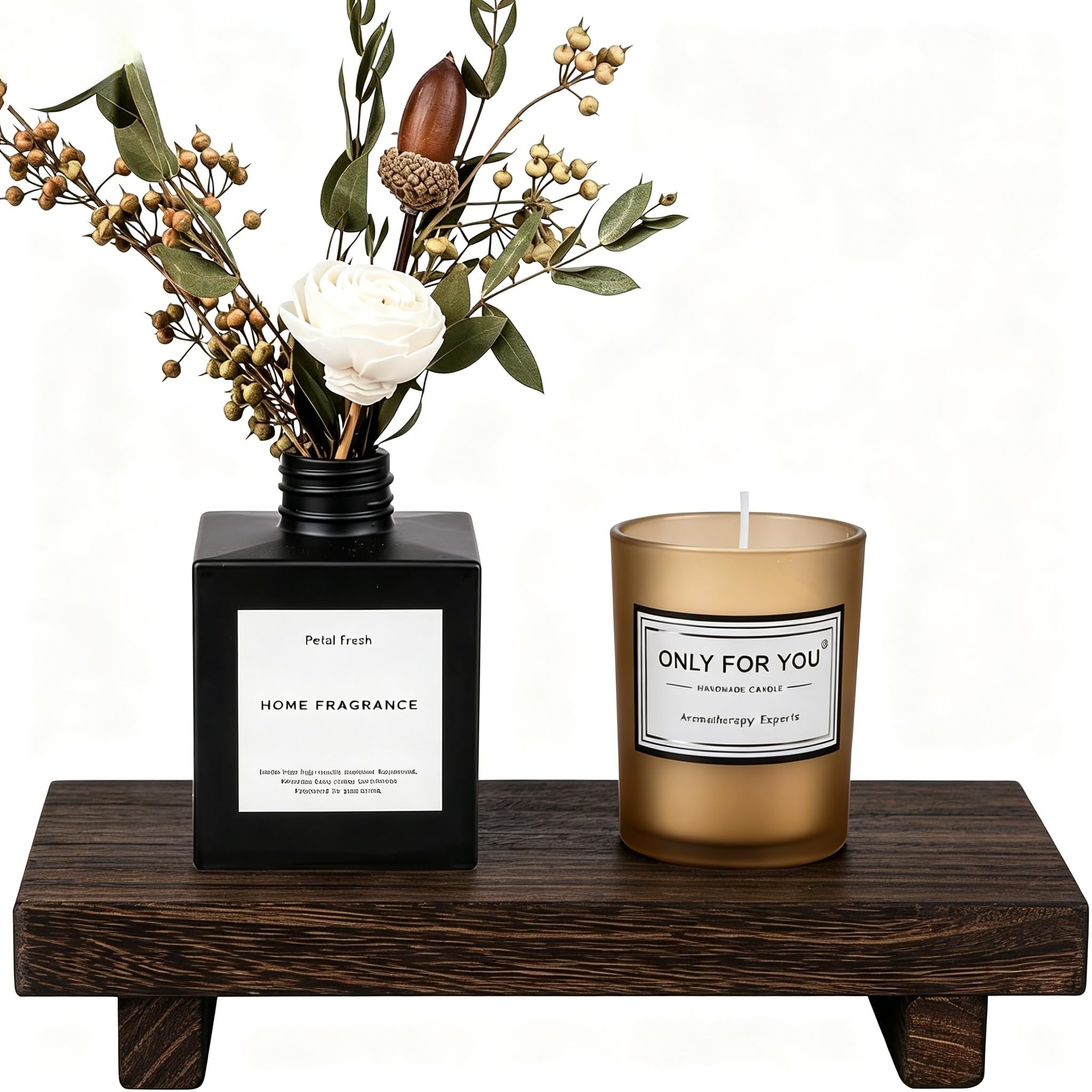 Wooden Tray, Decorative Wooden Tray, Wood Riser for Vanity, Counter, Kitchen Counter(Brown)(9.05×5.9×1.57 in)