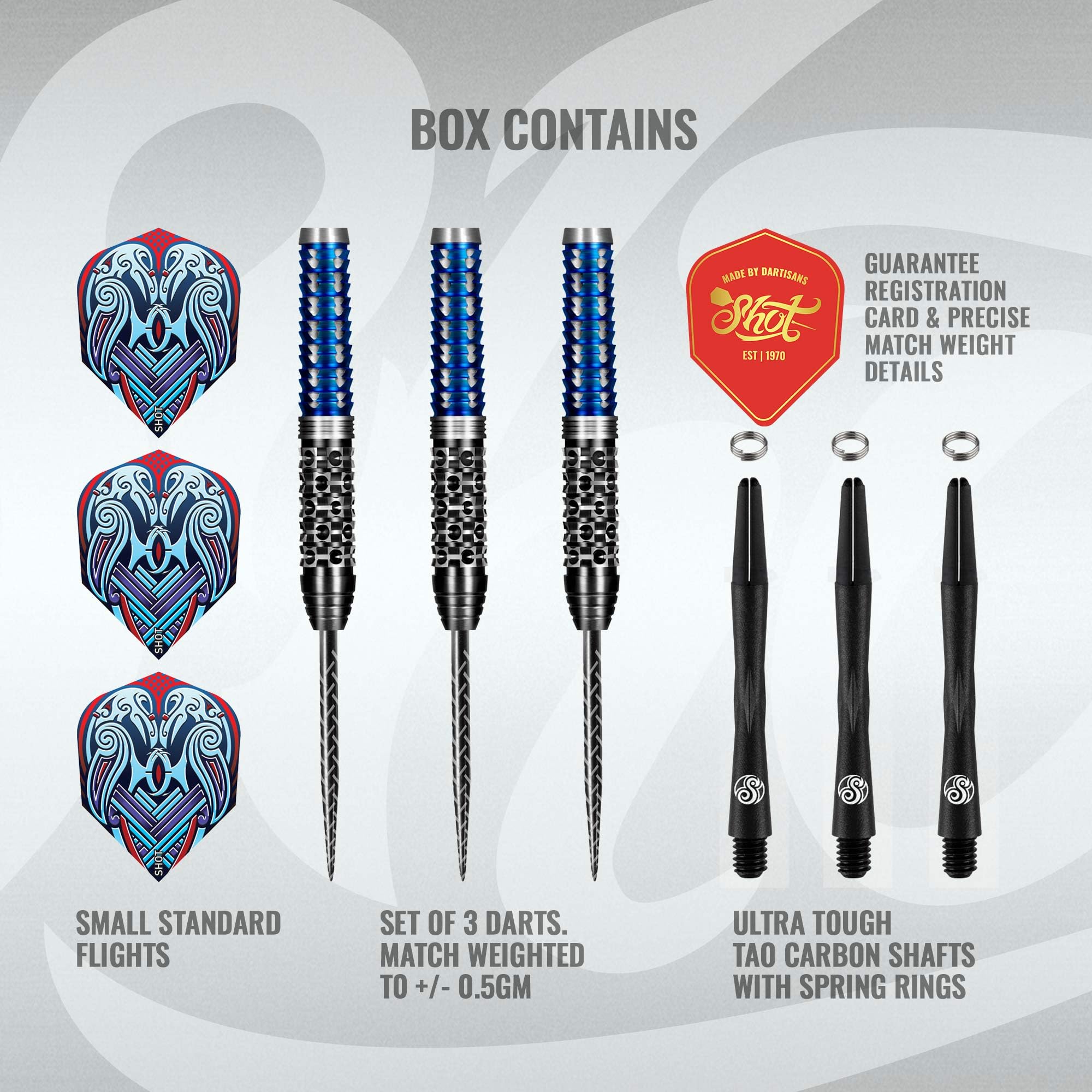 Shot! Darts Viking Raven 90% Tungsten Pro Throwing Darts Steel Tip