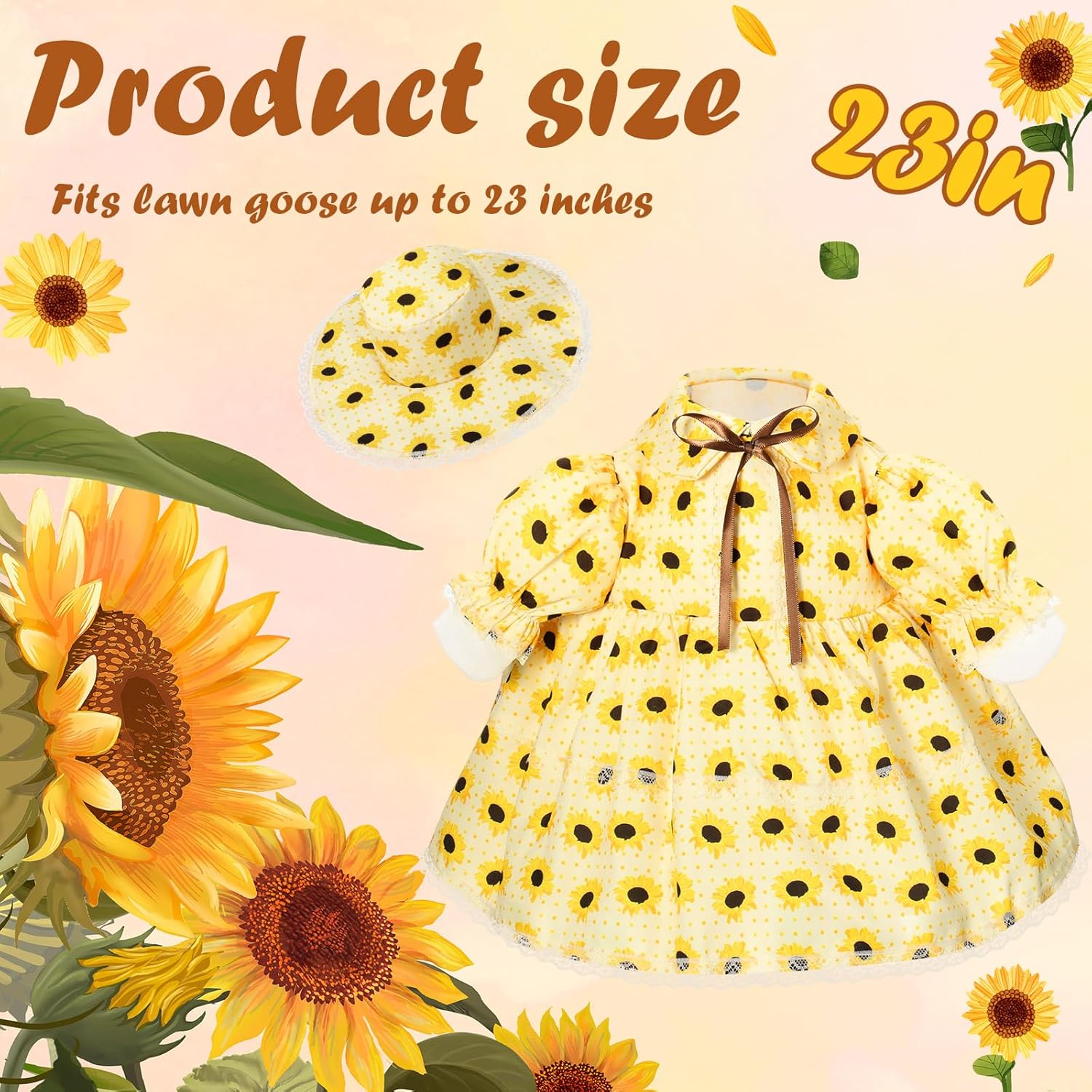 Spring Porch Goose Outfit for 23''h Cement Statue Goose Skirt Costume for Summer Outdoor Yard Lawn Patio Decor - Image 2