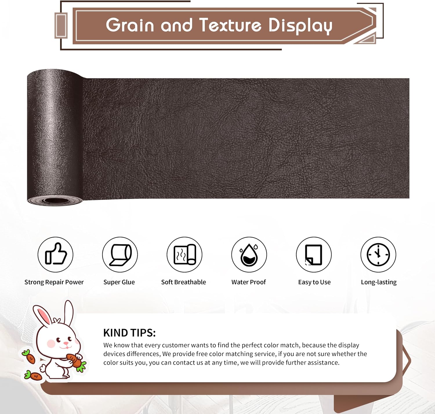 KING MOUNTAIN Leather Repair Patch,4 x 63 Inches self Adhesive Leather Repair Tape for Damaged Leather Furniture, Sofa Seating,Car Seats, Leather Goods（Chocolate Brown） image 2