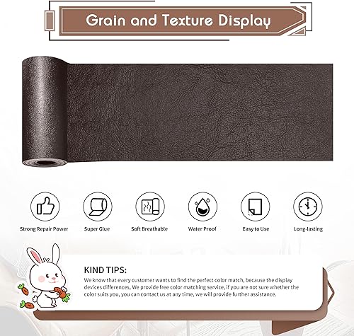 Vista 163 de KING MOUNTAIN Cinta de reparación de cuero, 16 x 60 pulgadas, gris, autoadhesiva, impermeable, ecológica