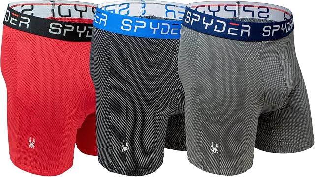Spyder Performance Mesh Men's Boxer Briefs Sports Underwear Pack of 3 for Men