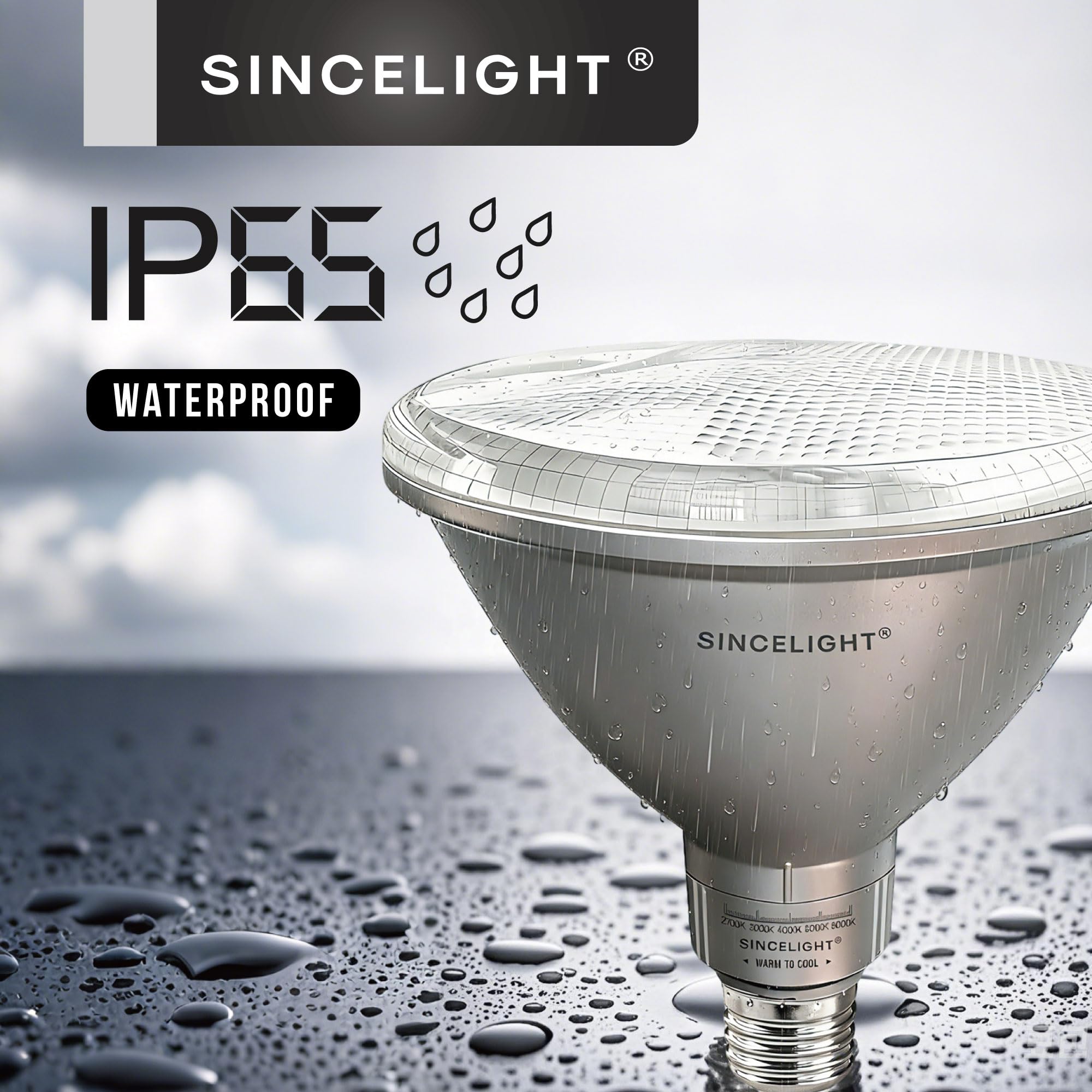 SINCELIGHT PAR38 Lampadina a LED con Attacco E27, 15W (180W Equivalenti), da Bianco Caldo a Bianco Freddo Orientabile (2700K-6000K), CRI 95, 1800lm, Impermeabile IP65, Confezione da 4