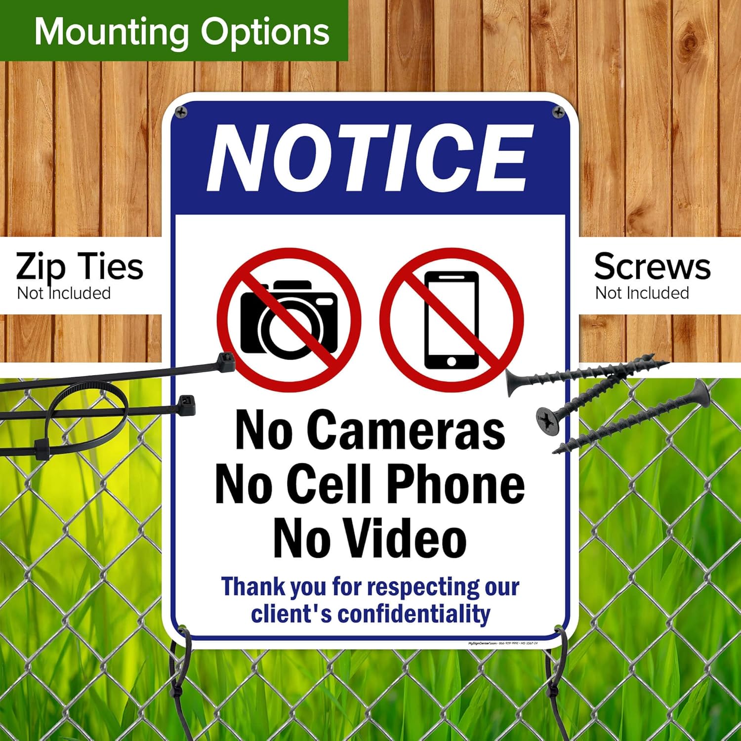 No Camera No Cell Phone No Video Thank You For Respecting Our Client's Confidentiality Sign, 18"x24" Polyethylene, Indoor/Outdoor Use, USA MADE By My Sign Center