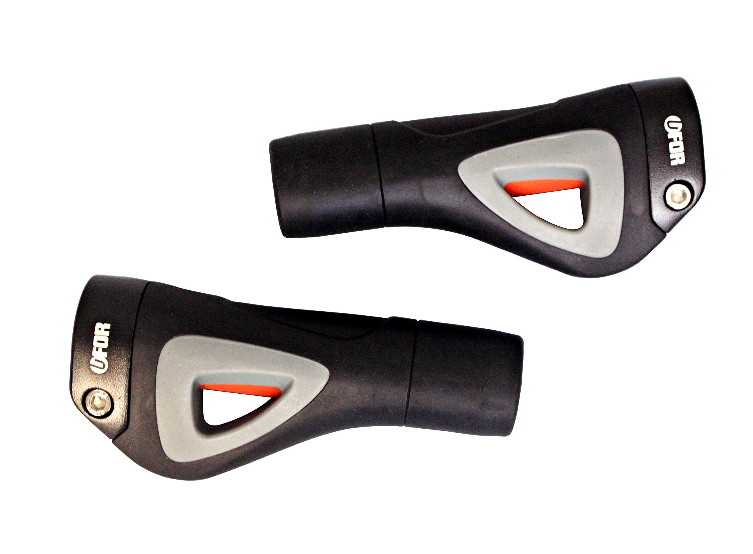 UFOR CAVO Ergonomic Mountain Bike Handlebar Grips, Dual Color Lock-On Rubber Bike Grips with Aluminum Locking Clamps for MTB BMX Touring and Commute Bike, 133mm, Made in Taiwan