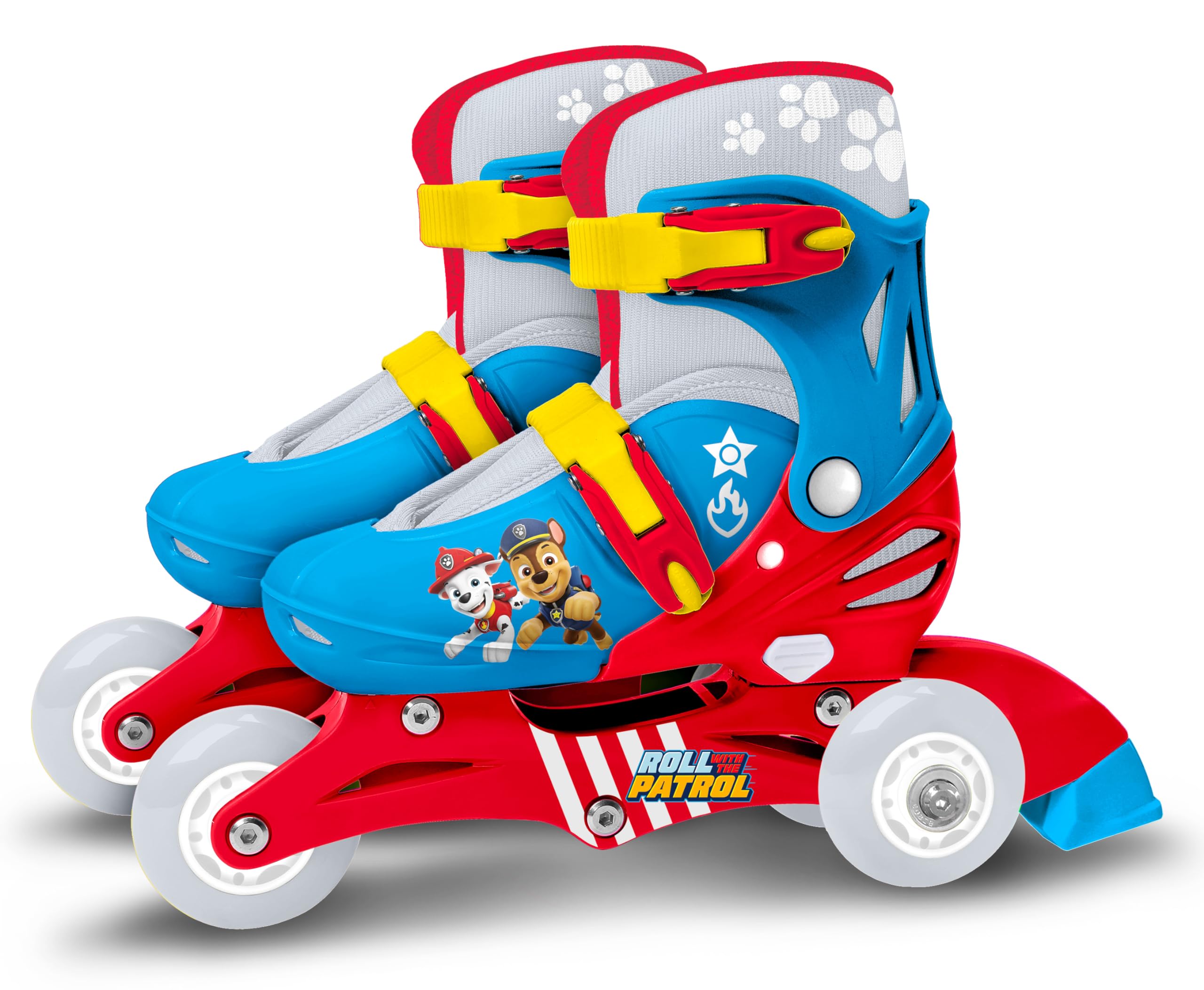 Adjustable Two in One 3 Wheels Skate Paw Patrol Size 27-30, Bleu